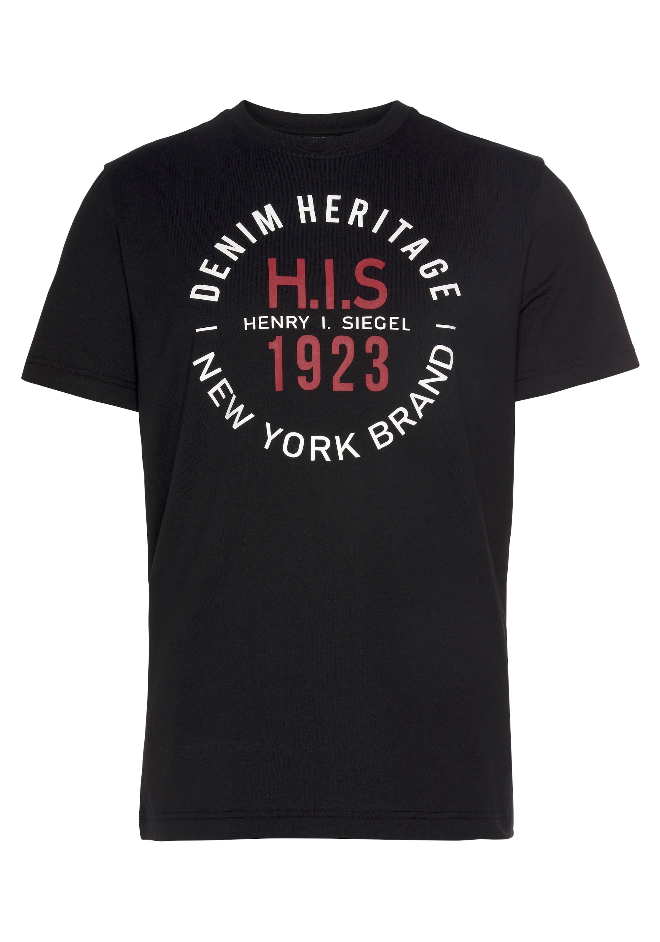 H.I.S Rundhalsshirt, Kurzarm, schmale Passform, mit Print, Rundhals, aus Baumwolle