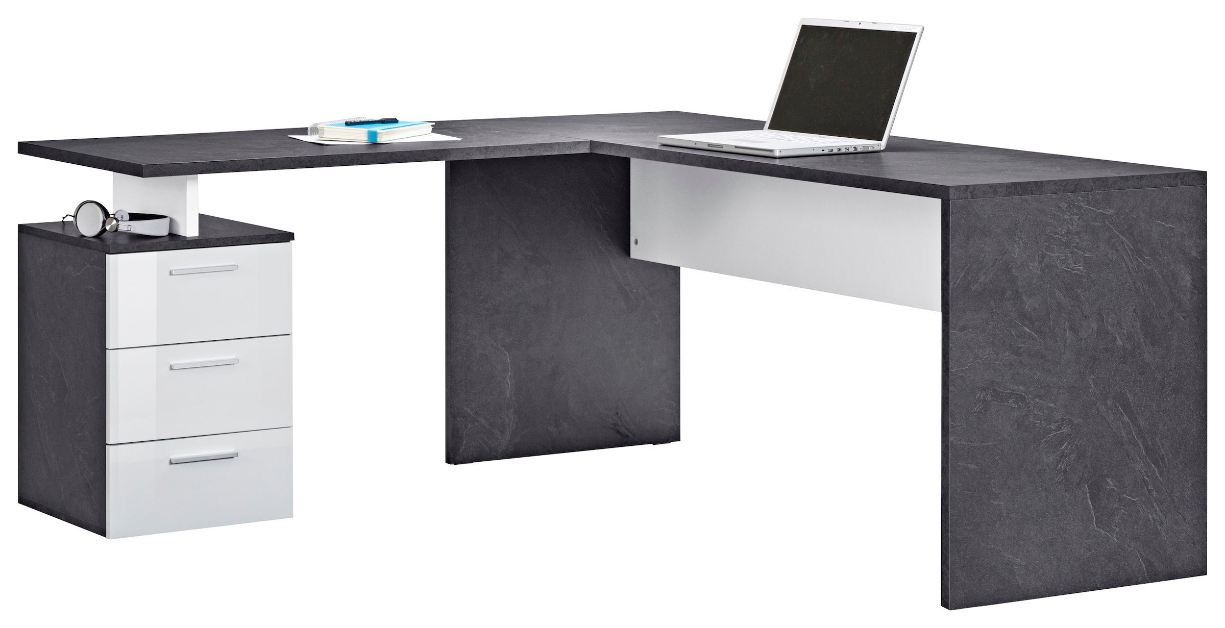 INOSIGN Eckschreibtisch »New Selina«, Schreibtisch, Schubkästen, mit oder ohne Monitoraufsatz, B 180/160 cm