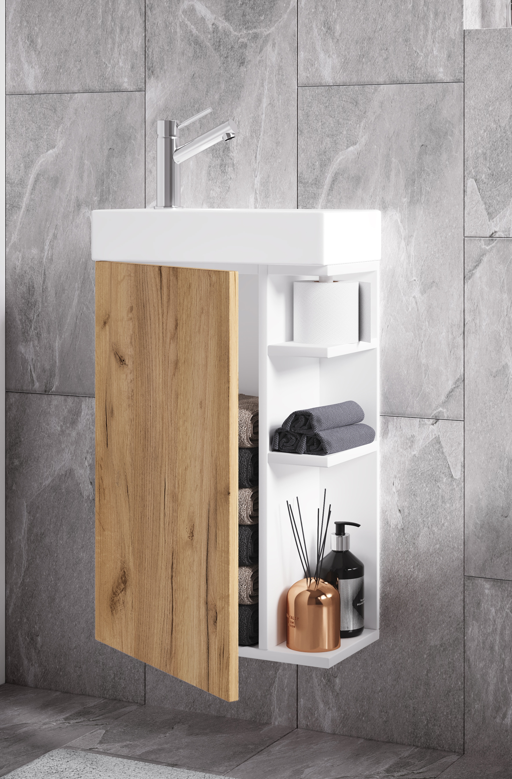 VCM Waschbeckenunterschrank »VCM 2-tlg Set | Waschplatz für Gäste WC | Gästebad | Waschtisch | Badezimmer Set ¿ Lumia«, (2 St.)