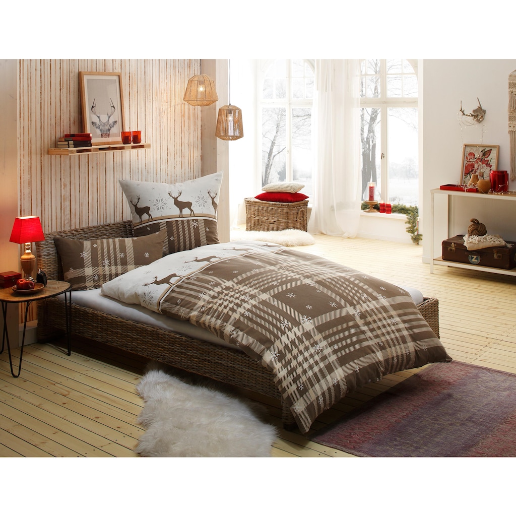 my home Bettwäsche »Wenda«, (2 tlg.), in unterschiedlichen Qualitäten, winterliche Karo-Design
