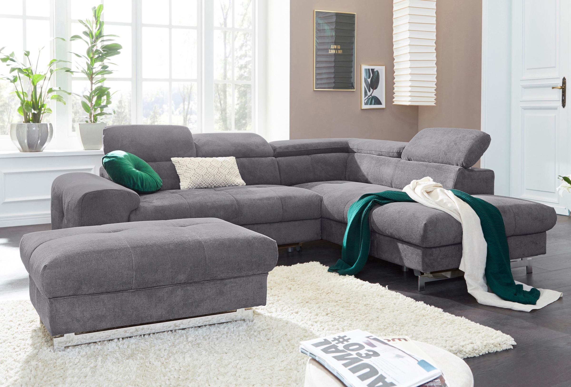 COTTA Ecksofa »Chef L-Form«, mit Kopfteilverstellung, wahlweise mit Bettfunktion