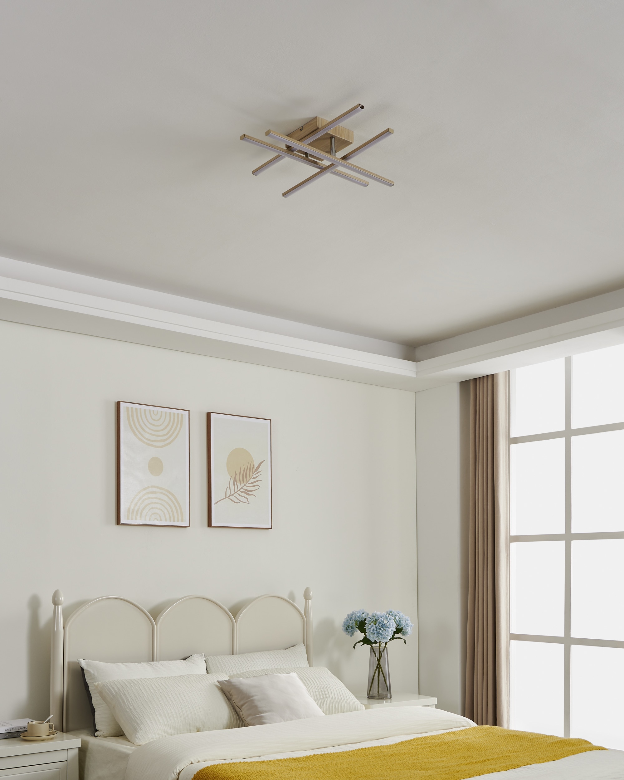 EGLO LED Deckenleuchte »LASANA 4 Wand- / Deckenlampe - Stahl, Alu - LED - 20,5W - IP20« LED-Modul 1 Stk. Warmweiß Wohzimmerlampe, Esszimmerlampe, Flur, Schlafzimmer, L51xB51xH10,5 cm