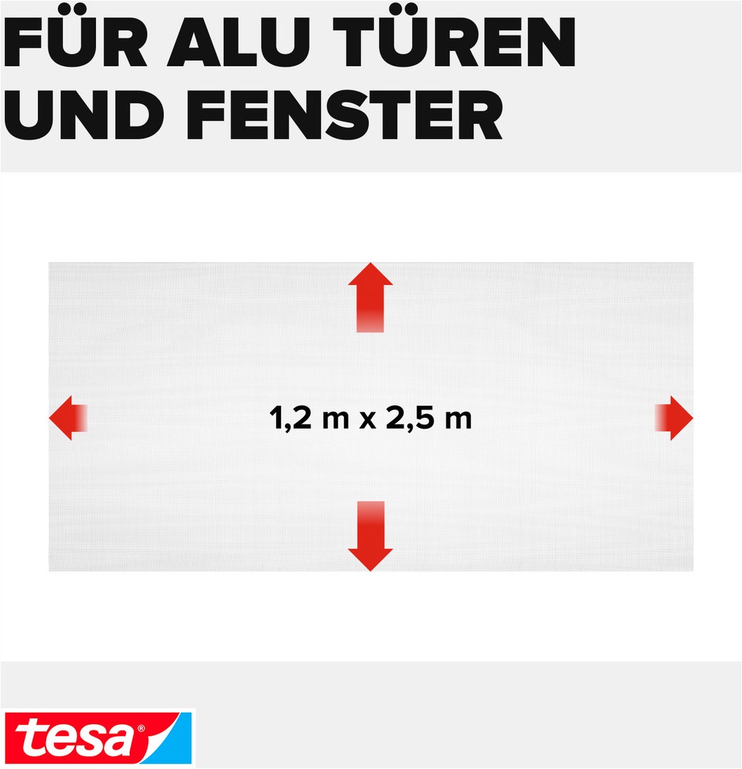 tesa Fliegengitter-Gewebe »Insect Stop Alu-Gitter Ersatzrolle für Fliegengitter - 1.2 m x 2.5 m« Packung, Nachfüllrolle, 1 Stk. tlg. Mückennetz als Ersatzgitter für Fenster & Türen