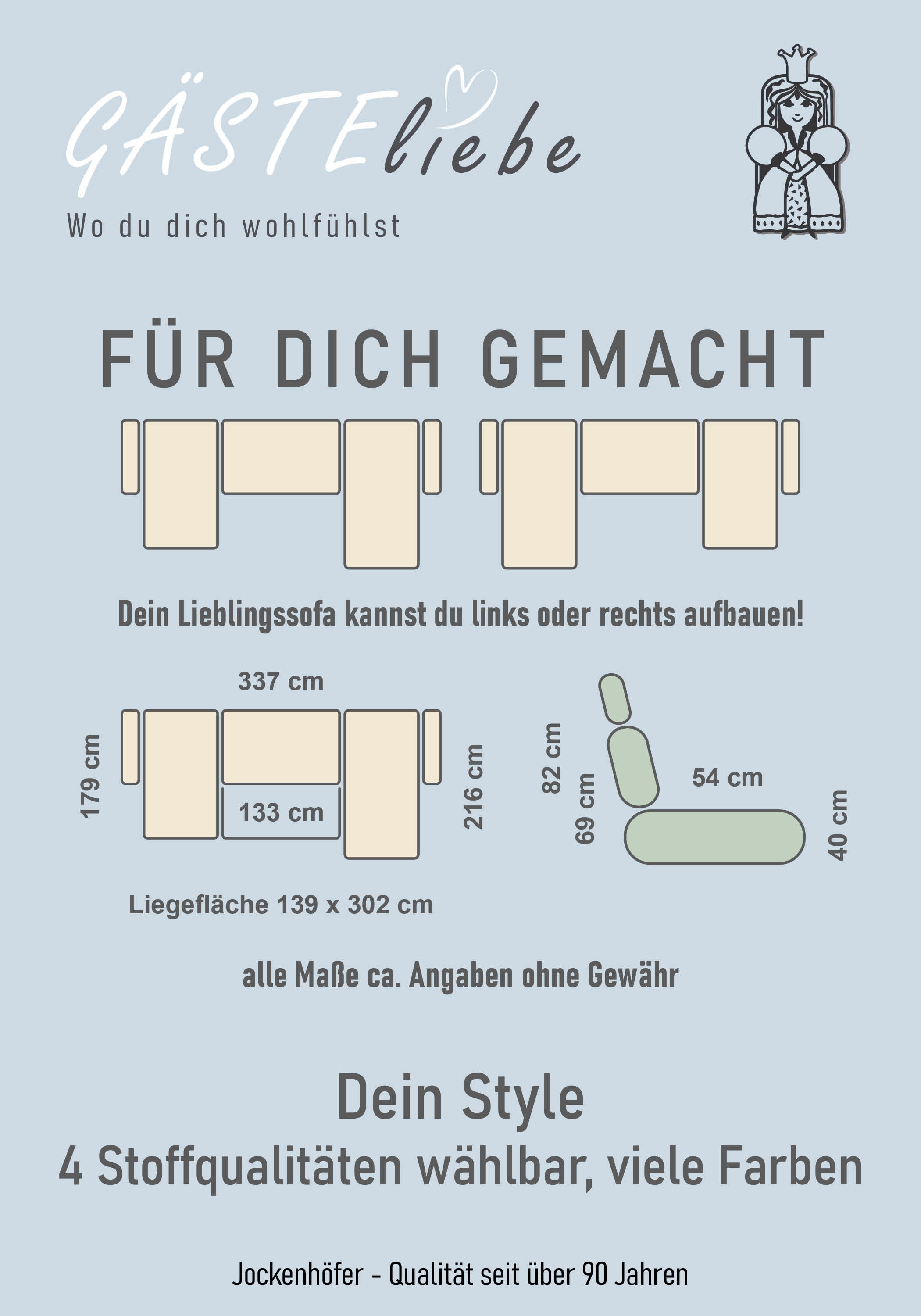 Jockenhöfer Gruppe Wohnlandschaft Orlando, mit Bettfunktion und Bettkasten, inklusive 2 Kopfstützen