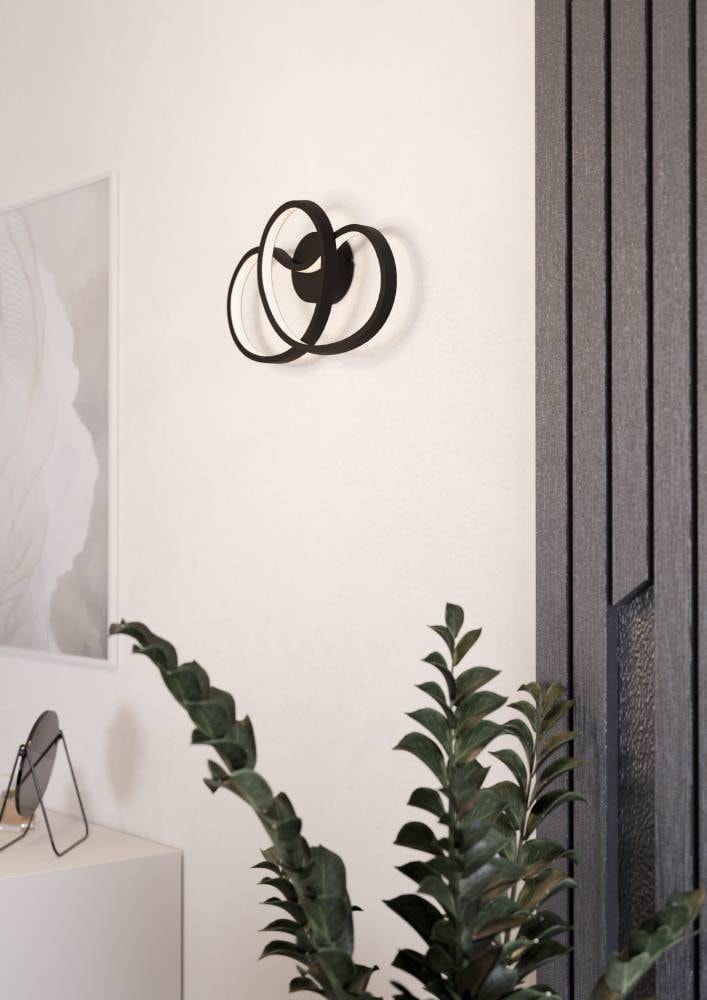 EGLO Wandleuchte »GIANELLA Wandlampe, Alu, Stahl und Kunststoff, Wohnzimmerlampe, Lampe«, 1 flammig, Leuchtmittel LED-Modul | LED fest integriert, Wand-/Deckenleuchte, L37 x H21,5 x AL8 cm, schwarz, 14,5W inkl.