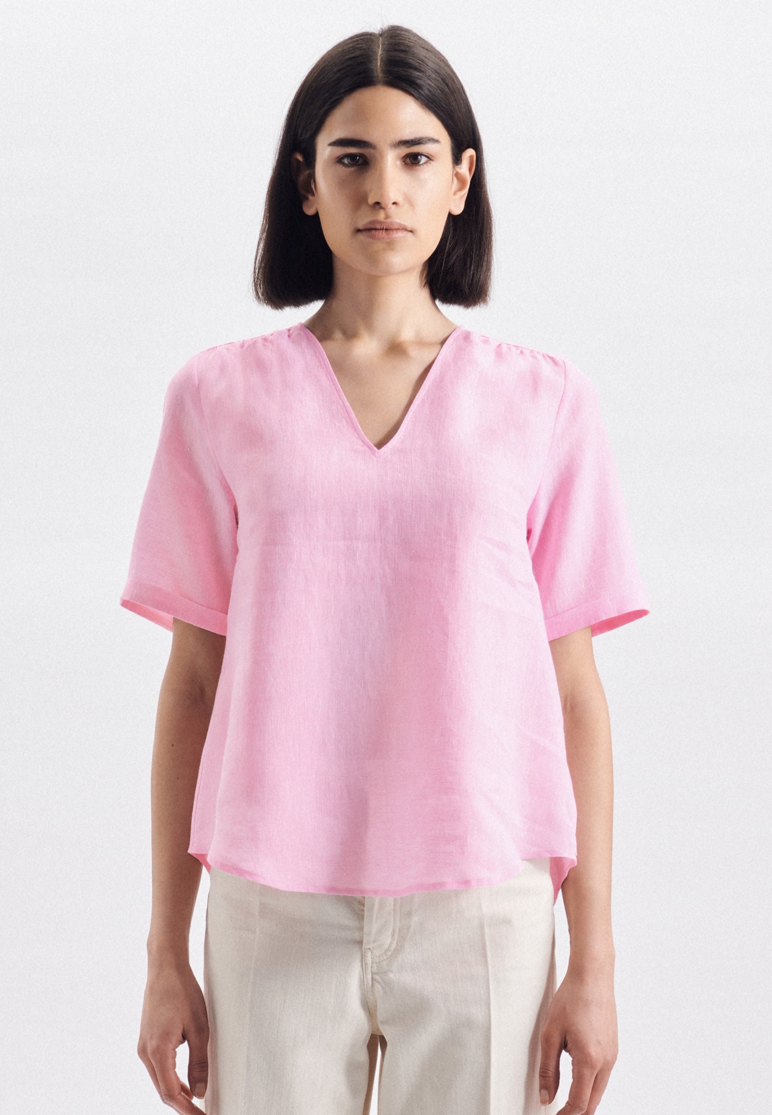 seidensticker Shirtbluse »Schwarze Rose«, Kurzarm V-Neck Garnfärber