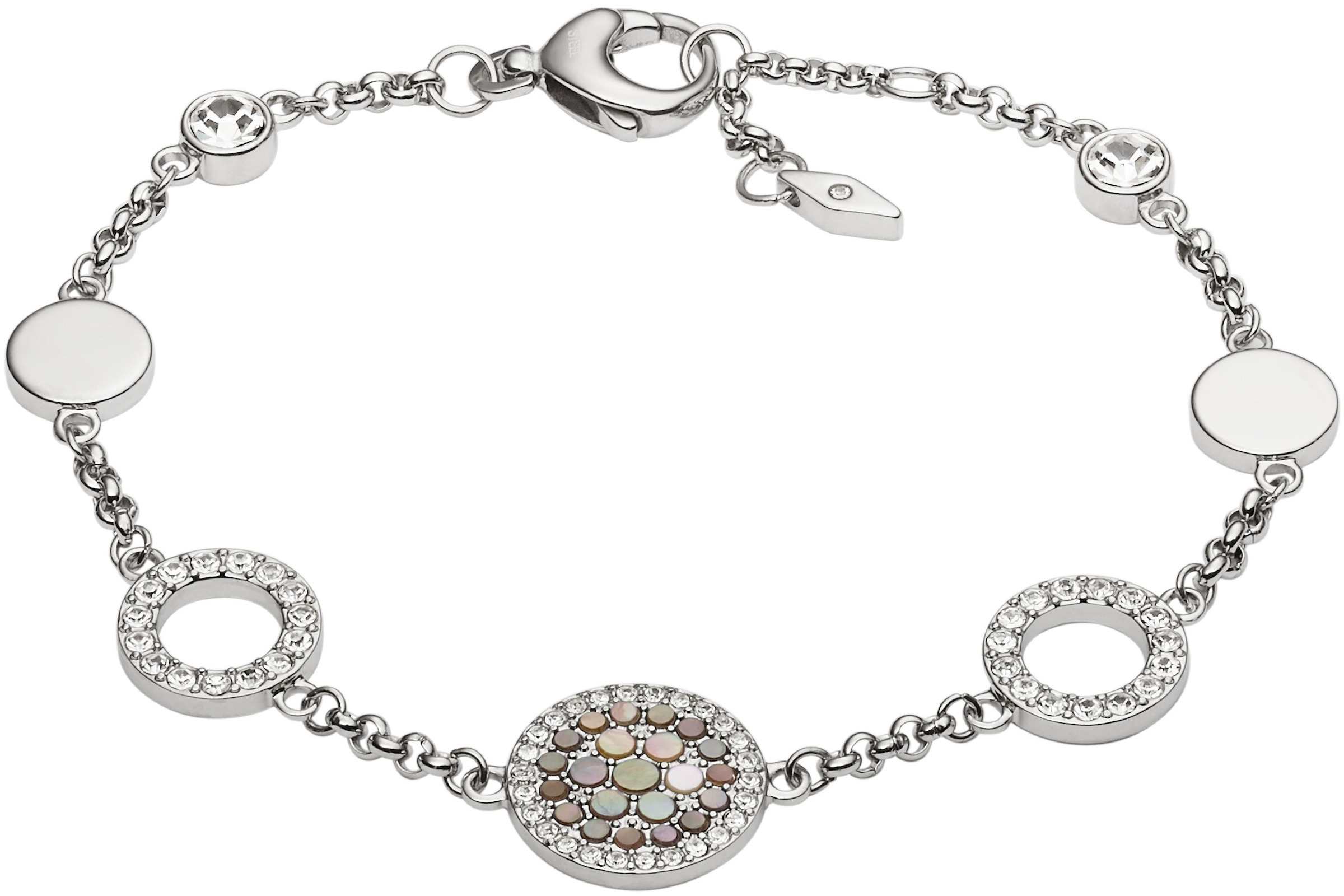 Fossil Armband »Vintage Glitz, JF02311040«, mit Perlmutt und Glassteinen