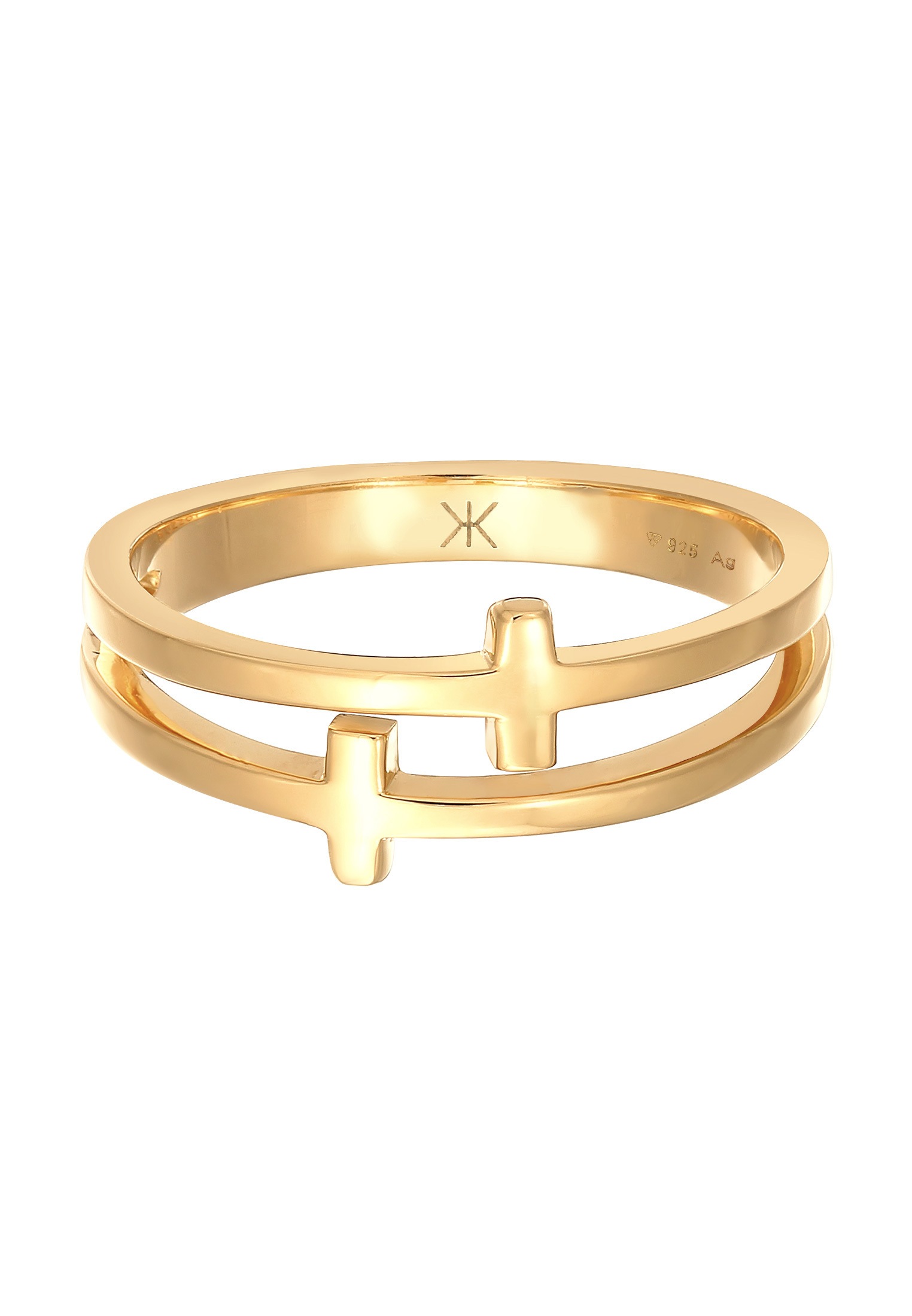 Kuzzoi Silberring »Ring Herren Kreuz Double 925 Silber«