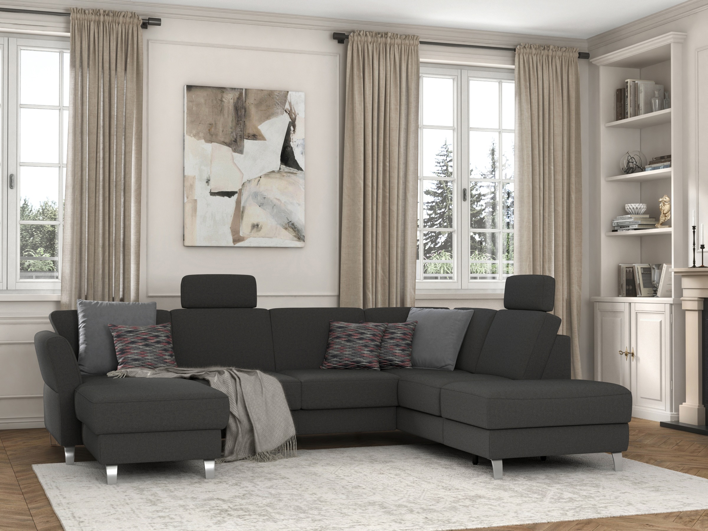 sit&more Wohnlandschaft »Visby U-Form«, Wahlweise mit Bettfunktion und Stauraum, frei im Raum stellbar