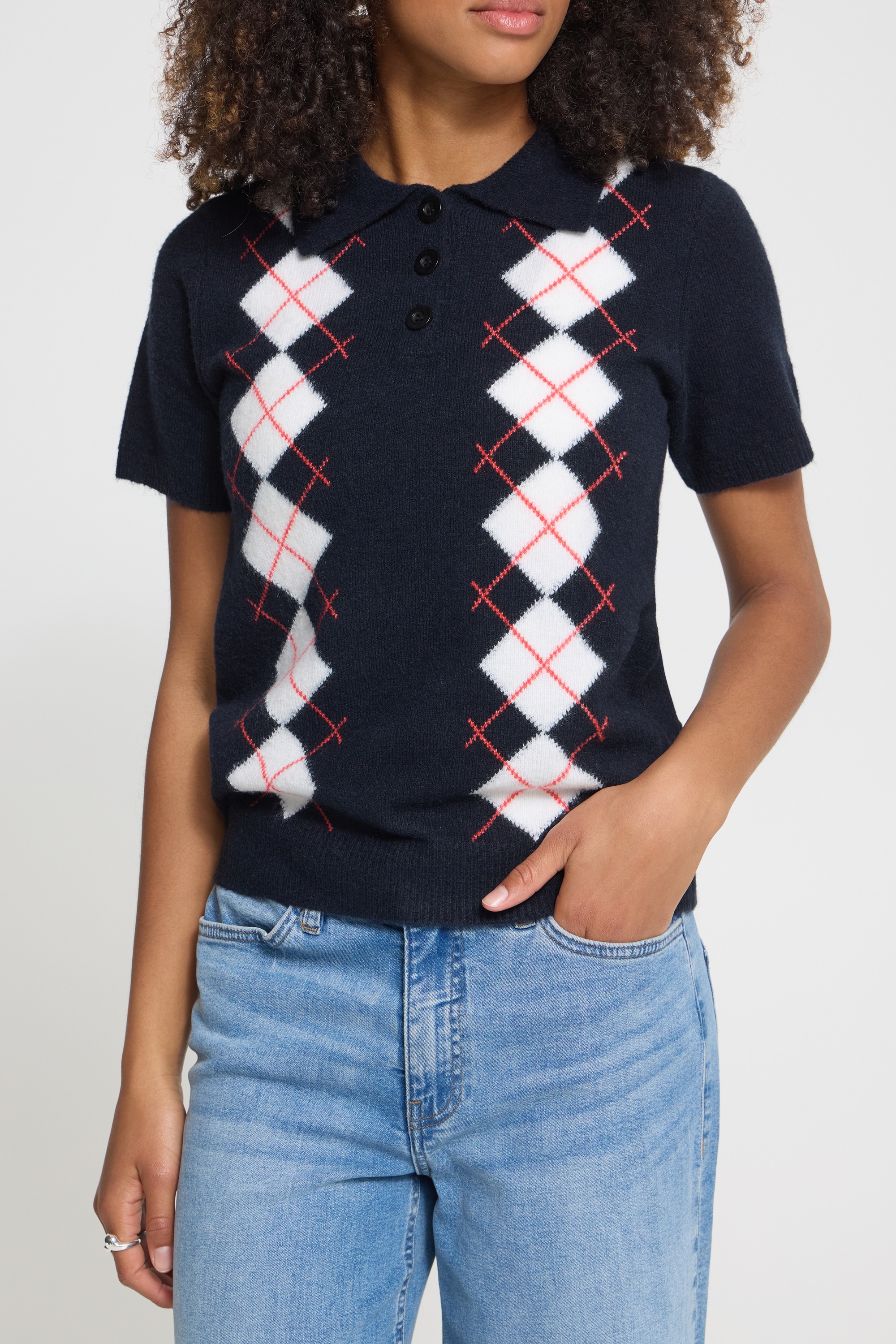 Ichi Kurzarmpullover »Damen Kurzarm-Bluse IHDASILA«