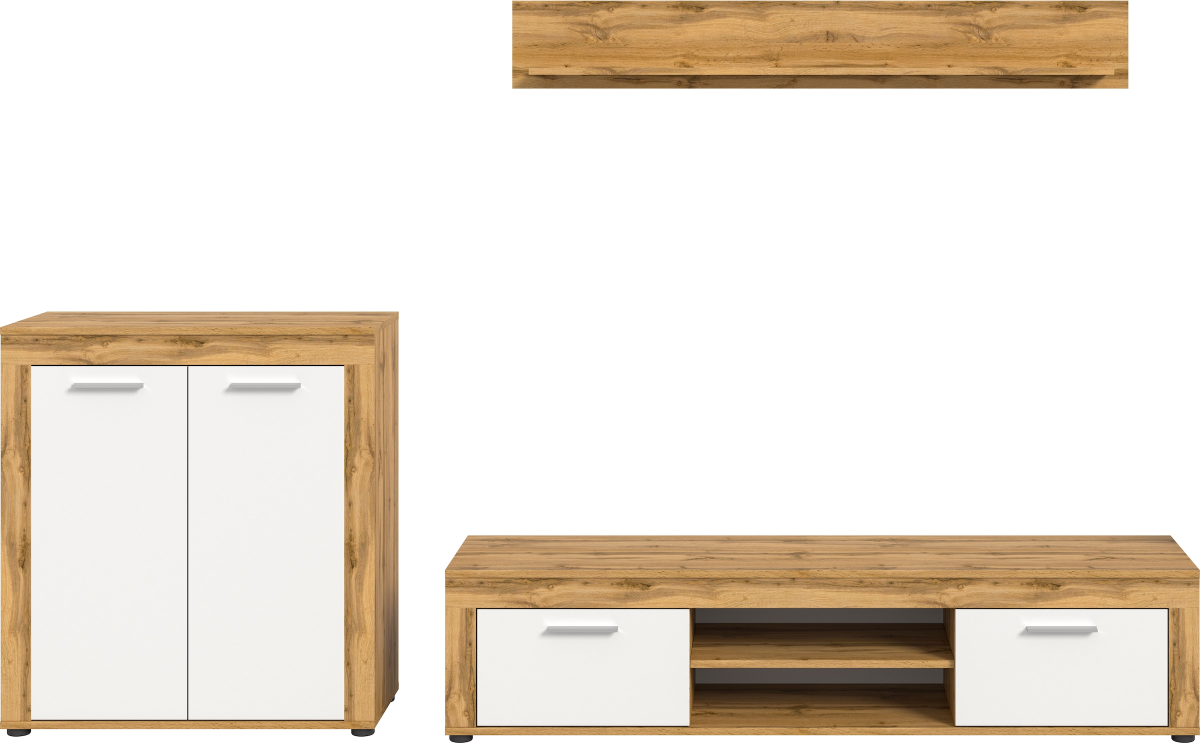 INOSIGN Wohnwand »Aosta, Breite 255cm, bestehend aus Highboard, Lowboard, Wandboard«, (3 St.), Wohnwand, Kombination, Anbauwand, Möbel Set, Schrankwand, Möbel Kombi