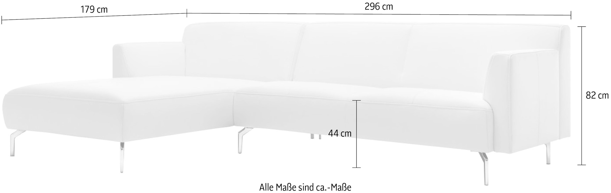 Creation BY ROLF BENZ Ecksofa »CR.446 Designsofa mit erstklassigem Sitzkomfort zum Wohlfühlen« in minimalistischer, schwereloser Optik, Breite 296 cm
