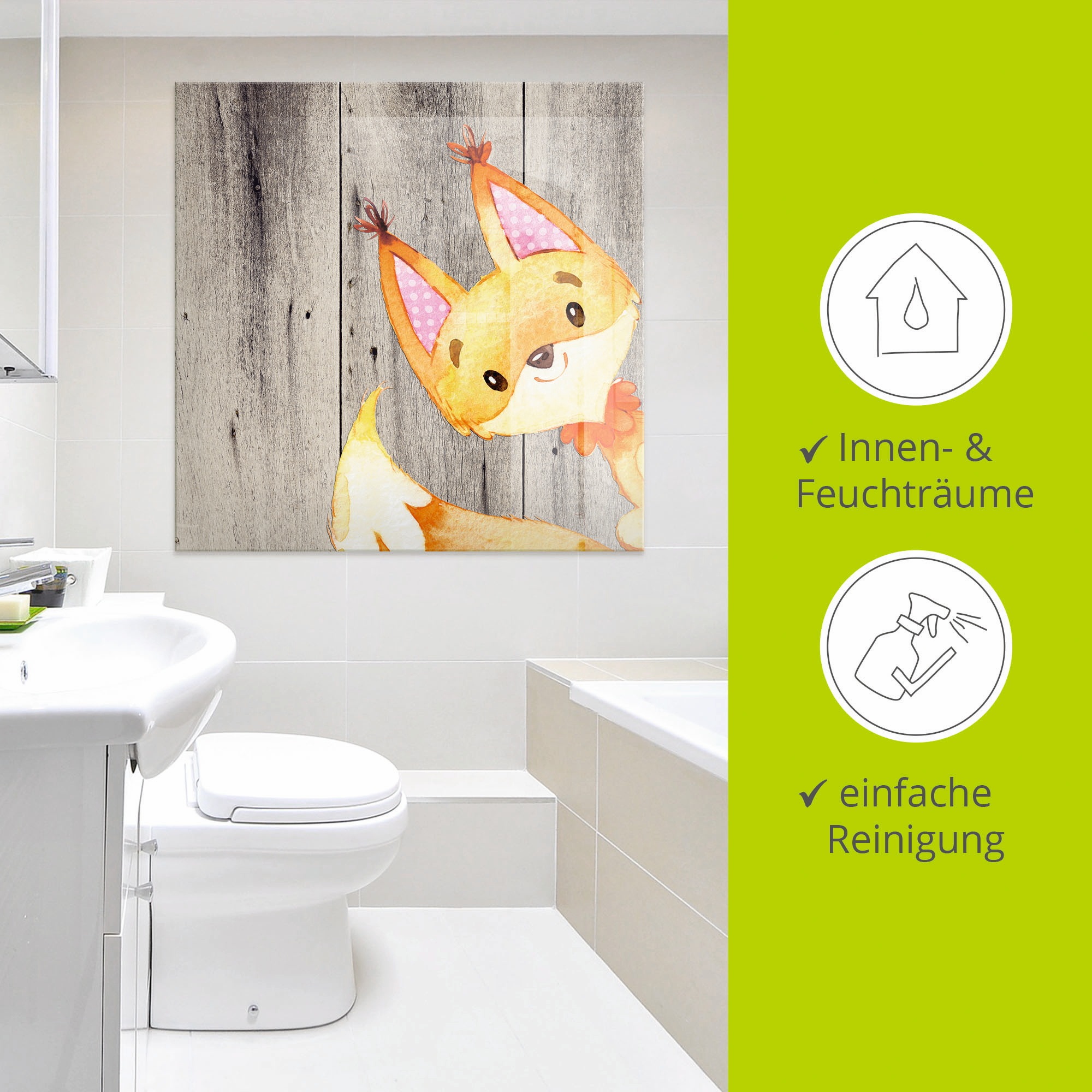 Artland Glasbild »Waldland Freunde - Fuchs«, Tiere, (1 St.), in verschiedenen Größen