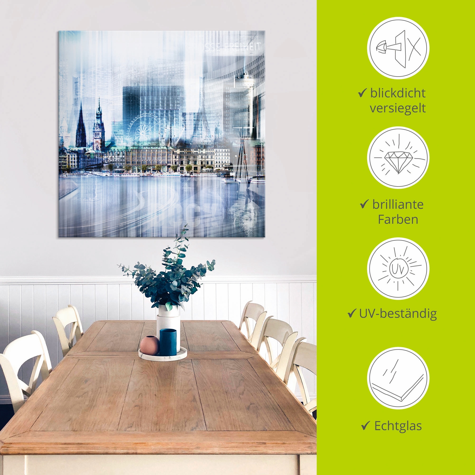 Artland Glasbild »Hamburg Abstrakte Collage« Deutschland 1 Stk. tlg. in verschiedenen Größen
