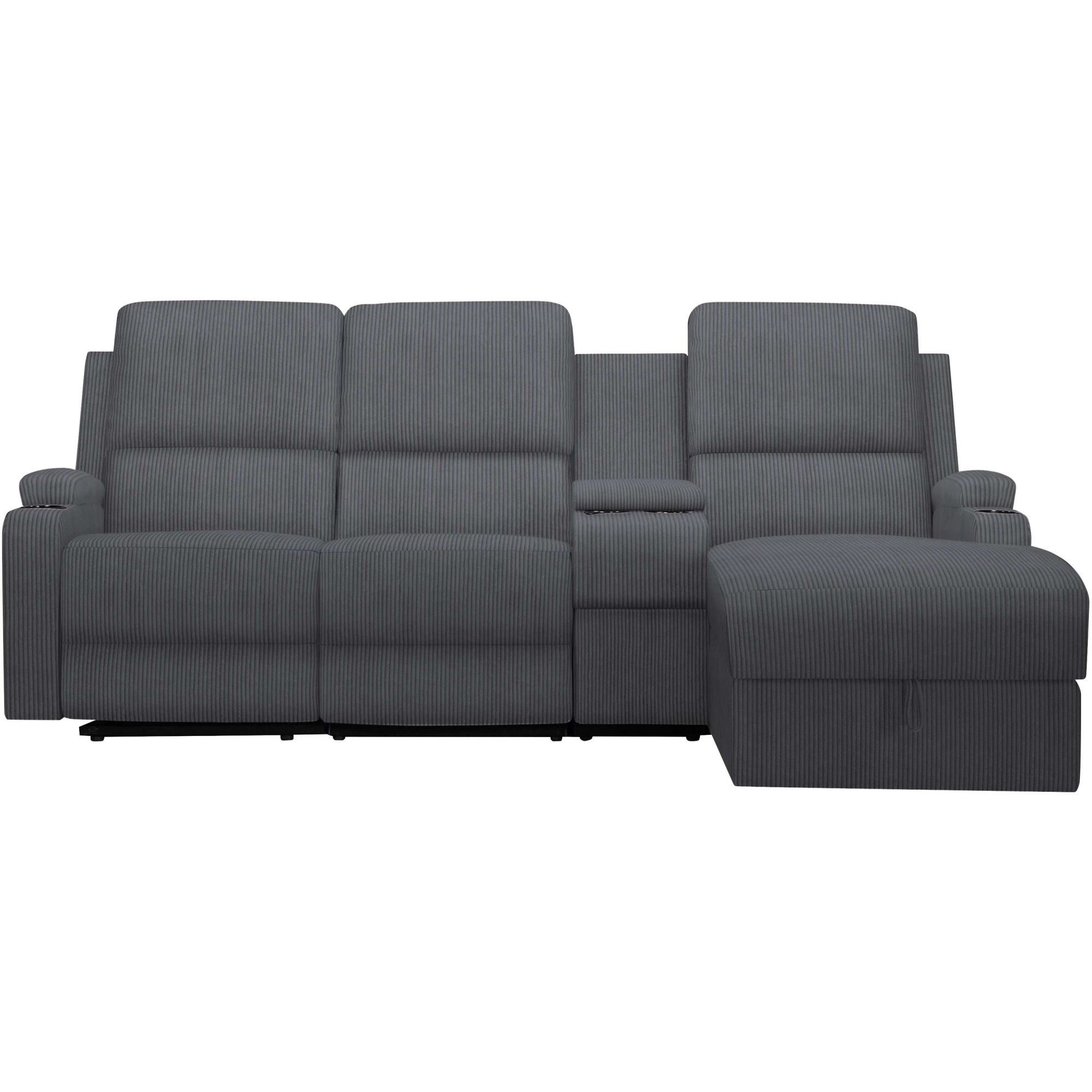 Home affaire Ecksofa »NAPORI Multimediasofa, 3er Kinosessel XXL, L-Form, Cord«, Kinosofa mit Relaxfunktion, Getränkehalter, Staufach und Staukasten