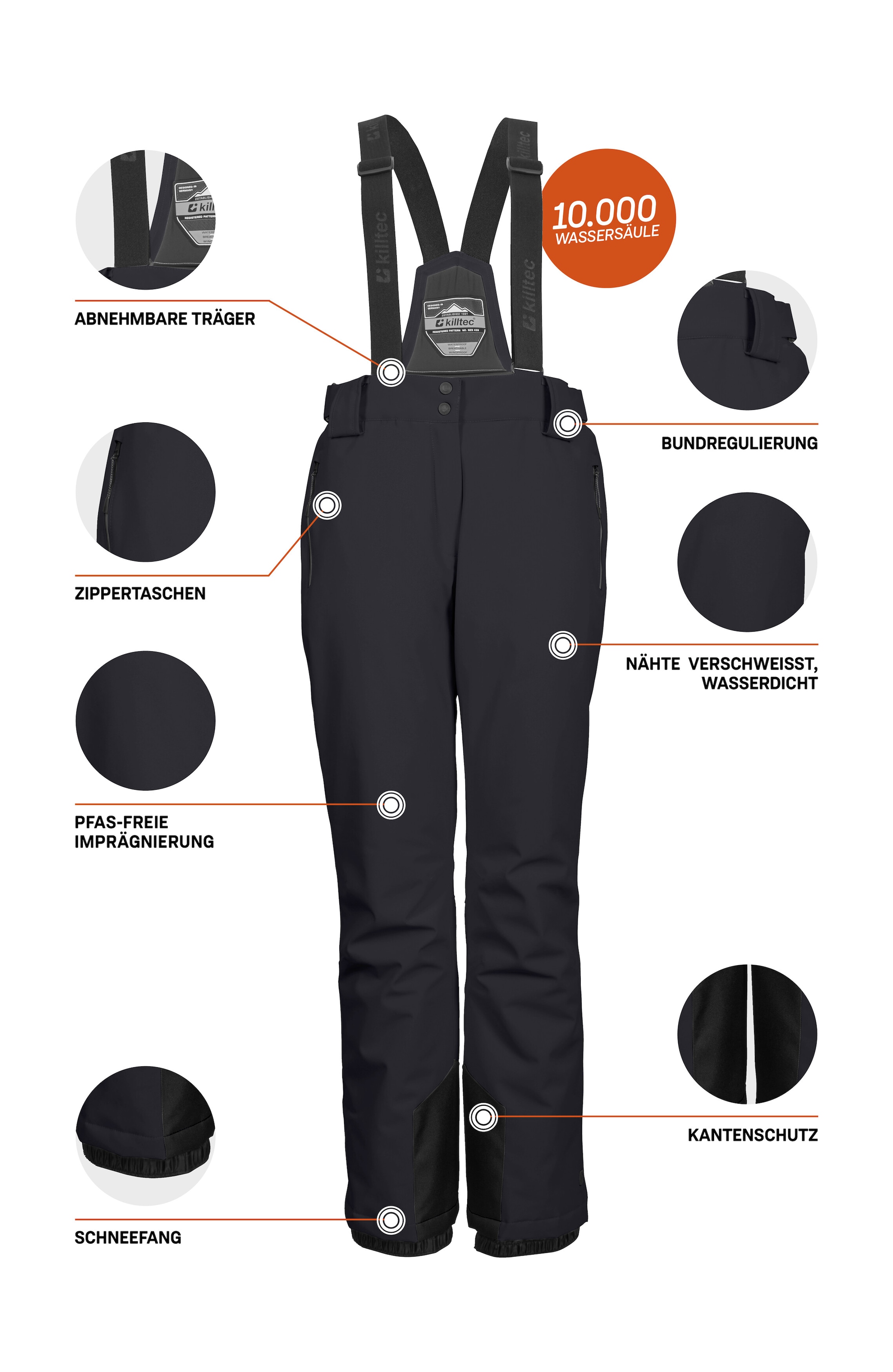Killtec Skihose »KSW 249 WMN SKI PNTS«  Wasser- und winddicht, abnehmbare Träger, verstellbare Taille