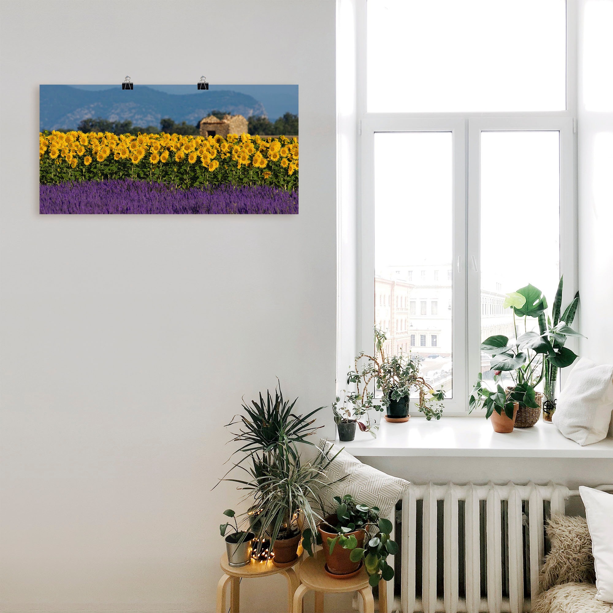 Artland Wandbild »Lavendel Sonnenblumen in der Provence«, Blumenwiese, (1 St.), als Alubild, Leinwandbild, Wandaufkleber oder Poster in versch. Größen