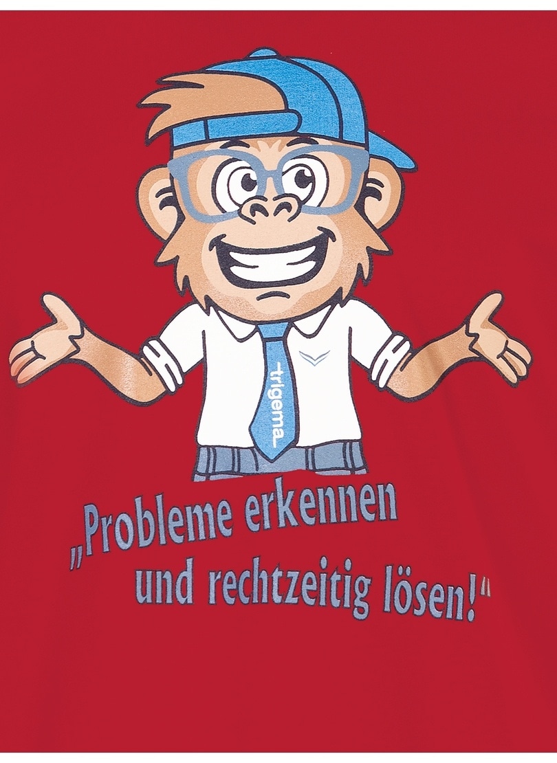 Trigema T-Shirt »TRIGEMA Spruch Shirt mit lustigem Affen-Print«, (1 tlg.)
