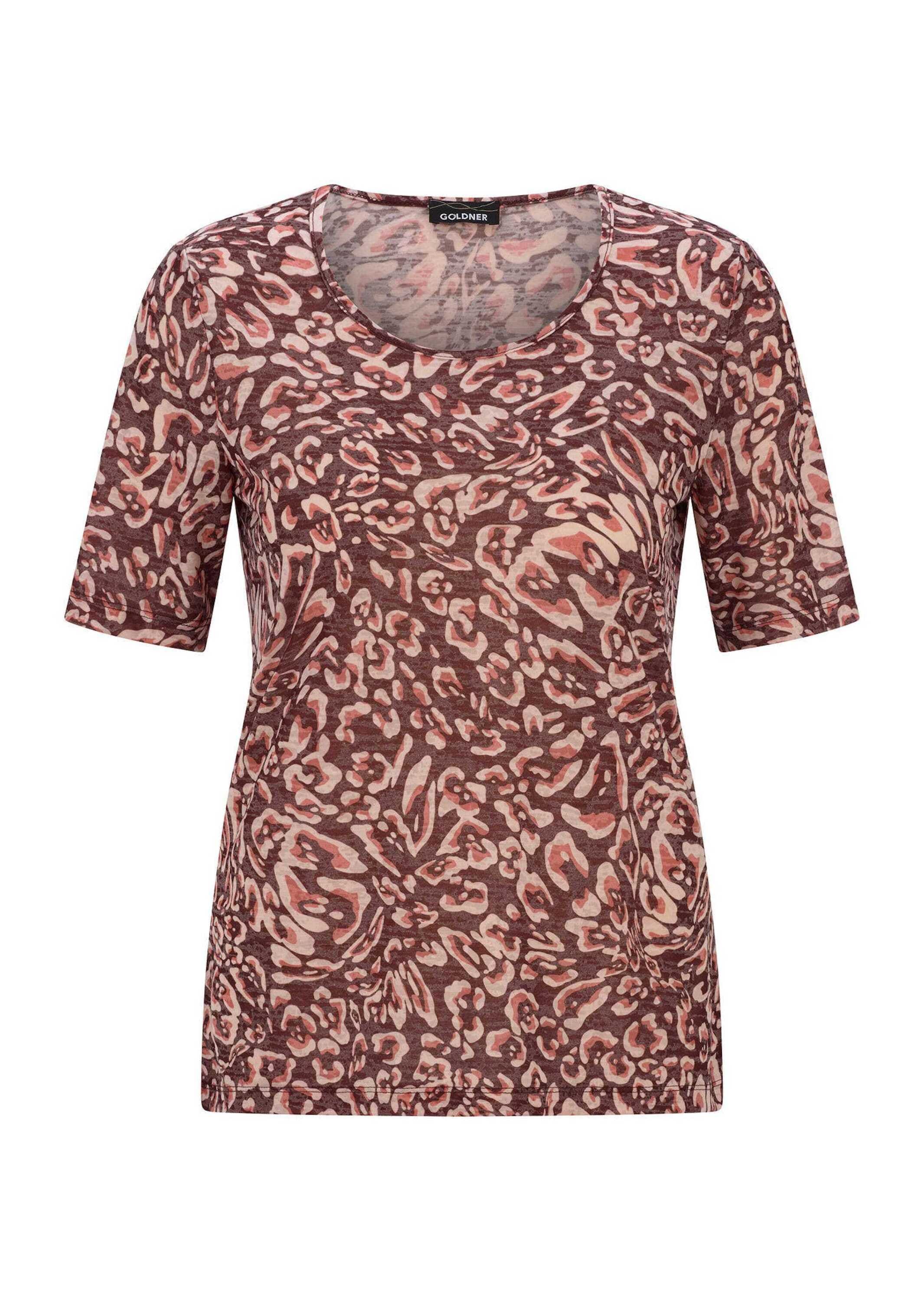 GOLDNER Kurzarmshirt »Kurzgröße Viskoseshirt mit abstraktem Floraldruck« stretchbequemer Viskosejersey