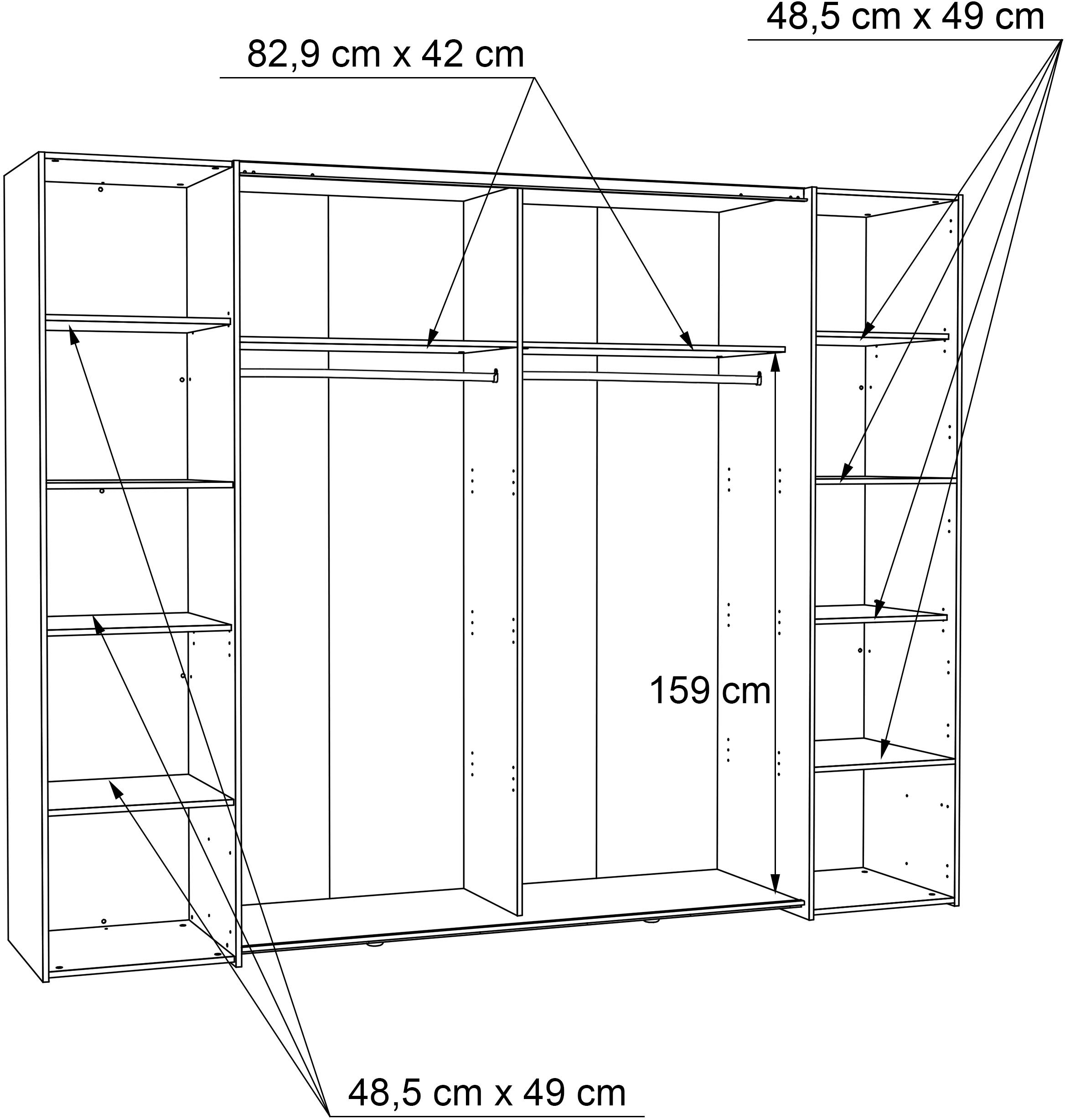 FORTE Dreh-/Schwebetürenschrank »Narago, TOPSELLER zum TOP Preis! In verschiedenen Farben«, (Farbe Weiß auch mit Spiegeln erhältlich), mit zahlreichen Einlegeböden, viel Stauraum, Made in Europe