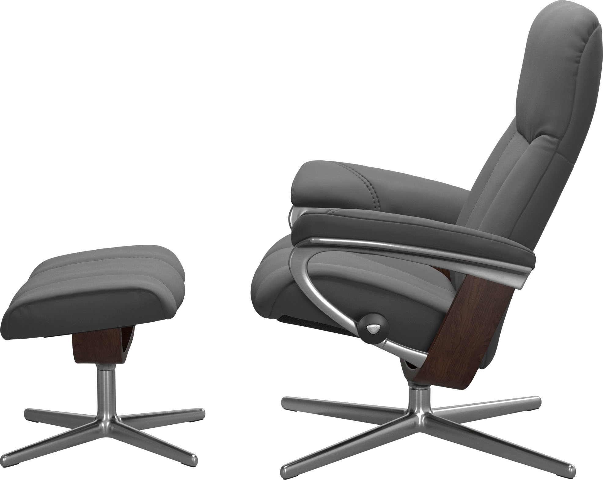 Stressless® Relaxsessel »Consul«, (Set, Relaxsessel mit Hocker), mit Hocker, mit Cross Base, Größe S, M & L, Holzakzent Braun