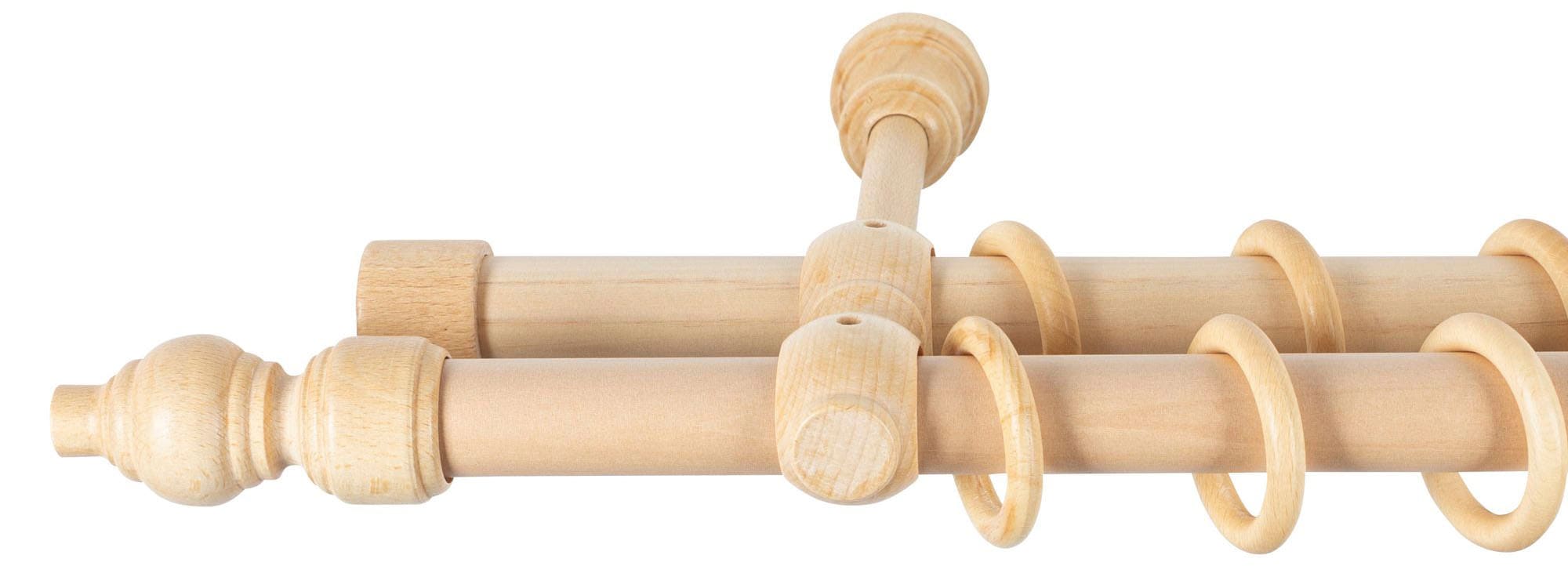 SN DECO GROUP Gardinenstange »Filigrano« 2 läufig-läufig Fixmaß 28 mm, Holz, verschiedene Längen und Farben, Komplettset