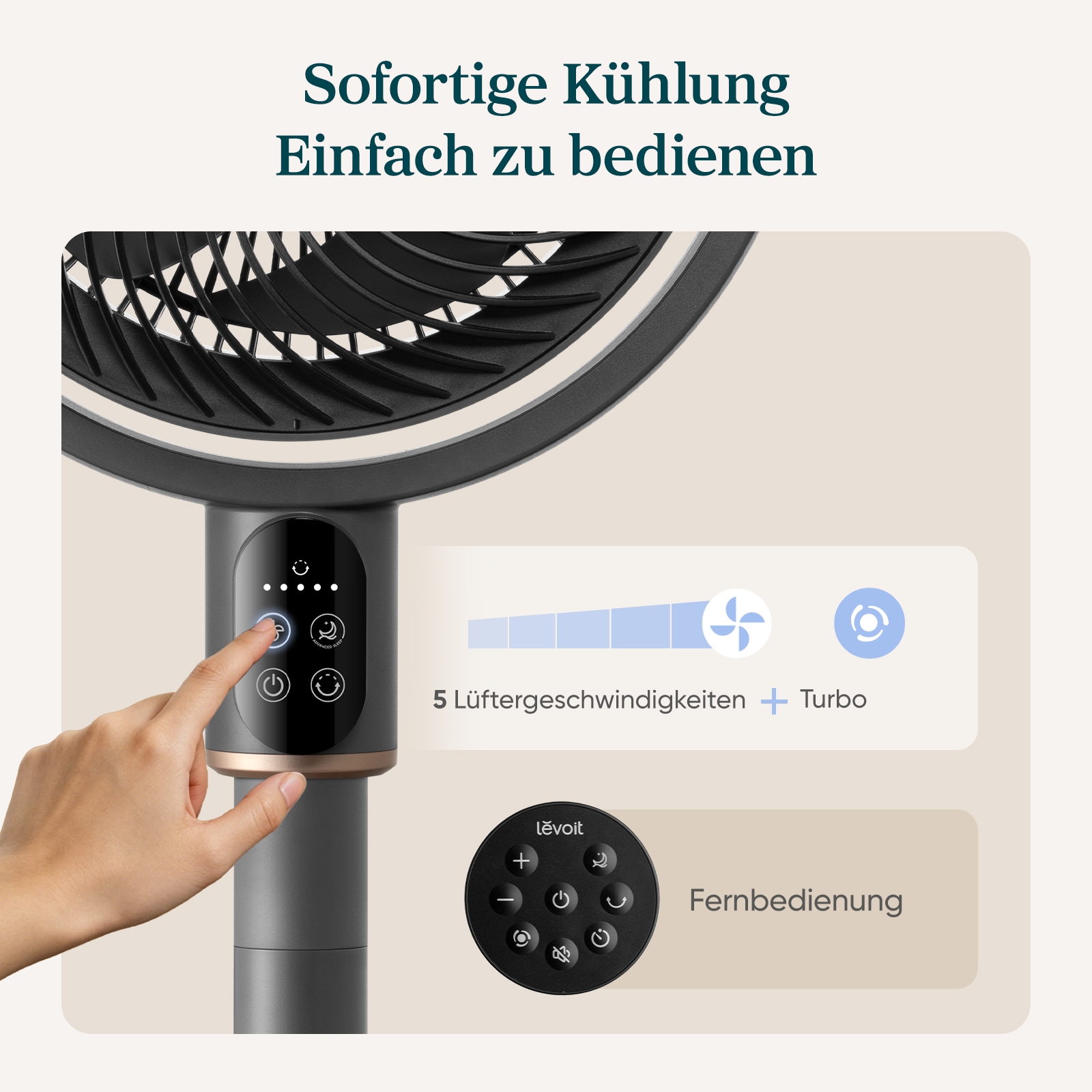 Levoit Turmventilator »LPF-R382-AEUR, mit Timerfunktion« optimale Luftzirkulation im ganzen Raum