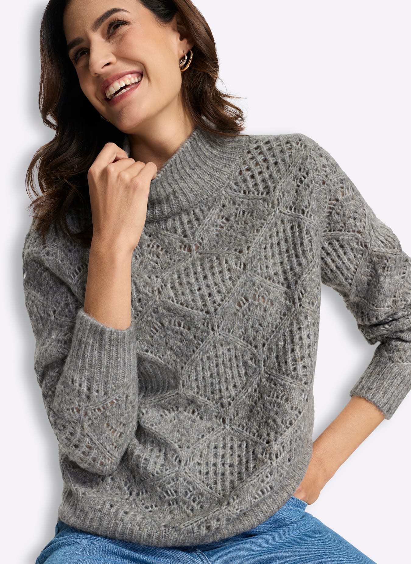 Inspirationen Ajourpullover »Stehkragen-Pullover«