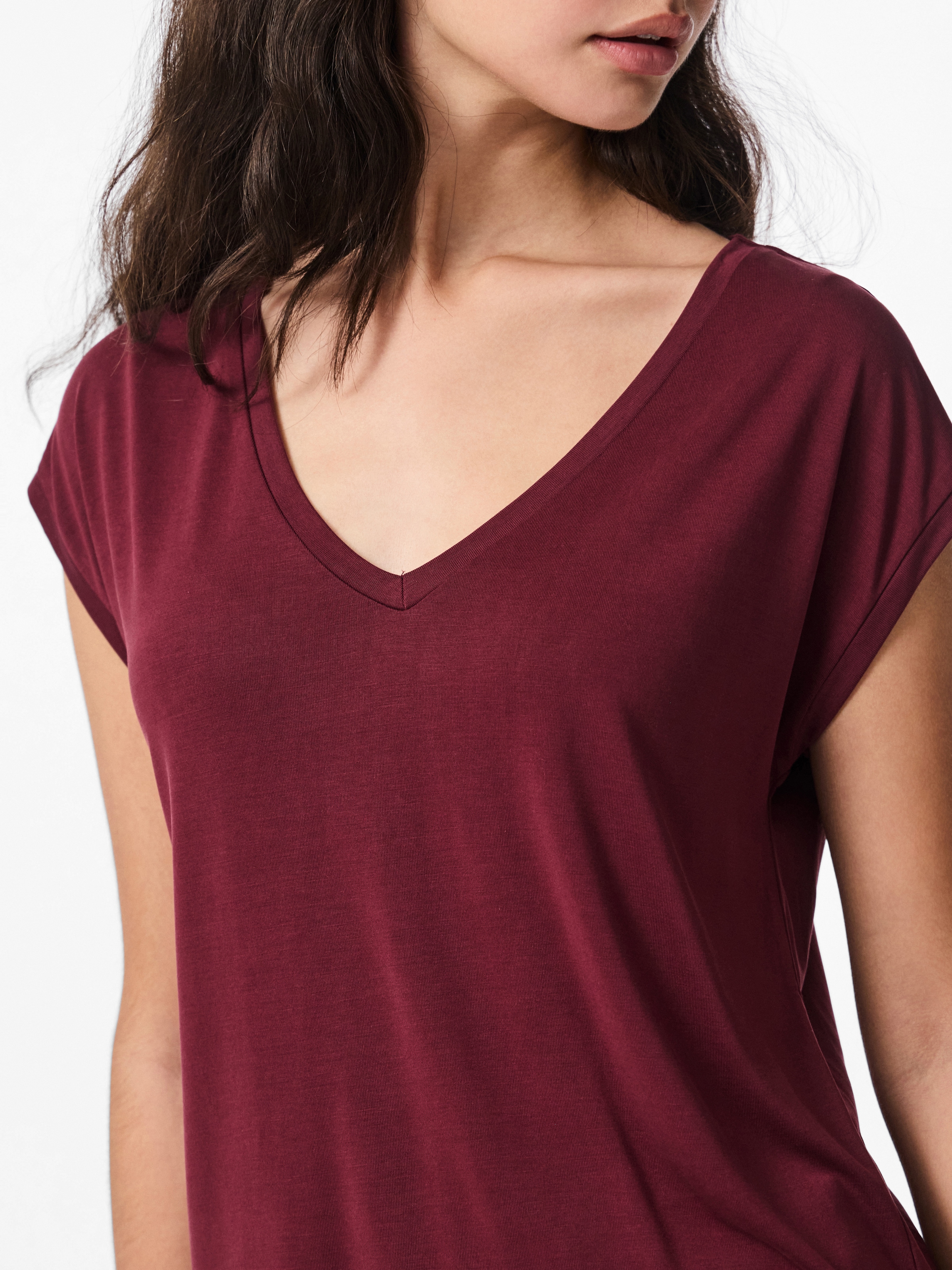 pieces Kurzarmshirt »PCKAMALA TEE NOOS BC« Materialmix, regular fit