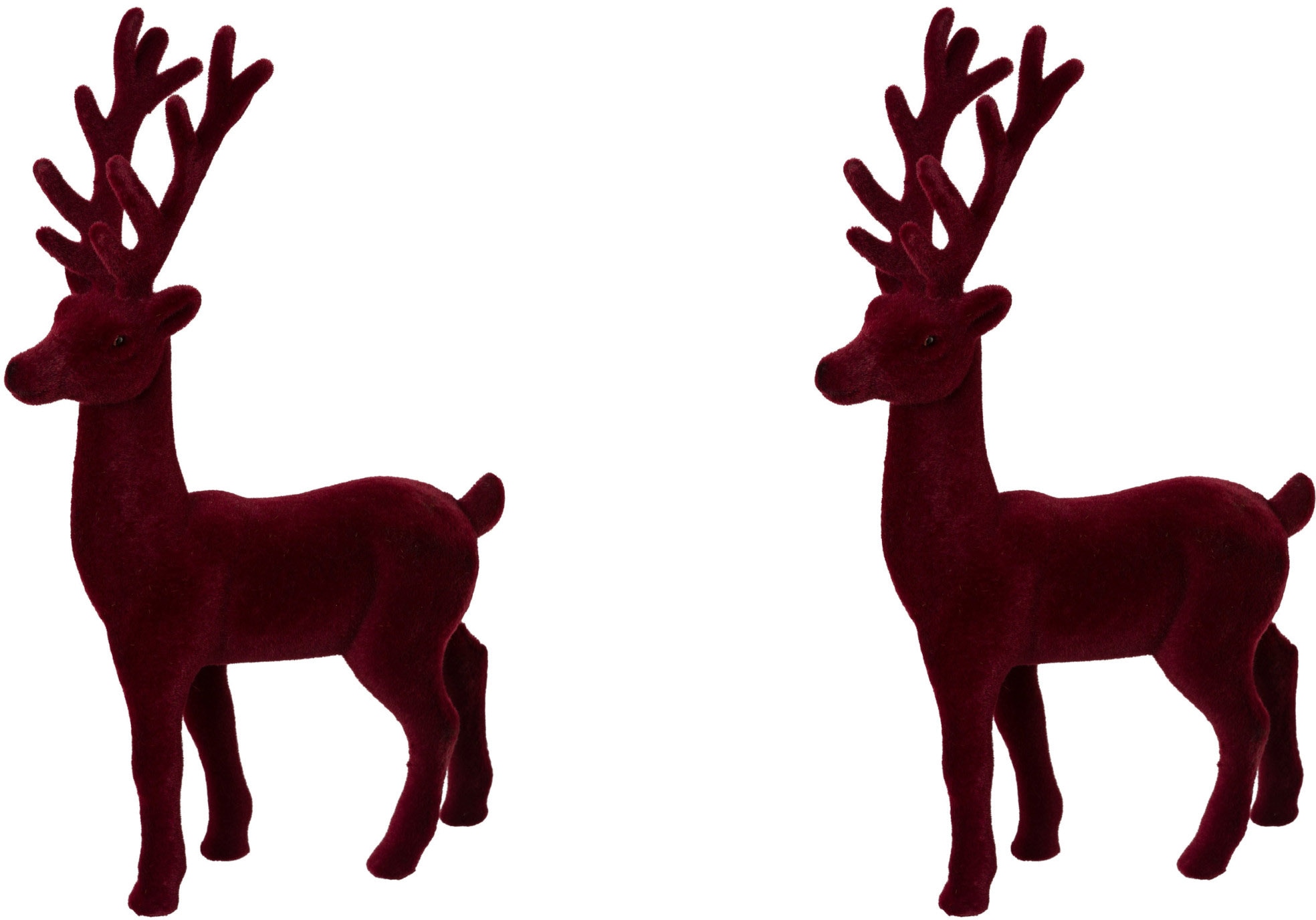 Creativ deco Weihnachtsfigur »Hirsch, Weihnachtsdeko«, (2 St.), Dekofigur  mit feiner Samtoberfläche, Höhe 29 cm bei OTTO