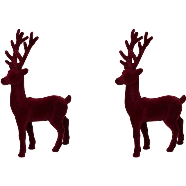 Creativ deco Weihnachtsfigur »Hirsch, Weihnachtsdeko«, (2 St.), Dekofigur  mit feiner Samtoberfläche, Höhe 29 cm bei OTTO