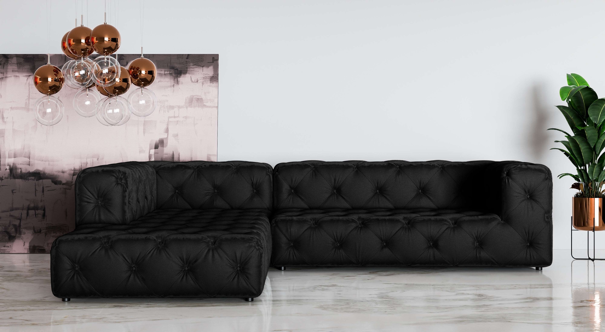 Places of Style Ecksofa »FOLLINA«, L-Form, mit klassischer Chesterfield-Knopfheftung