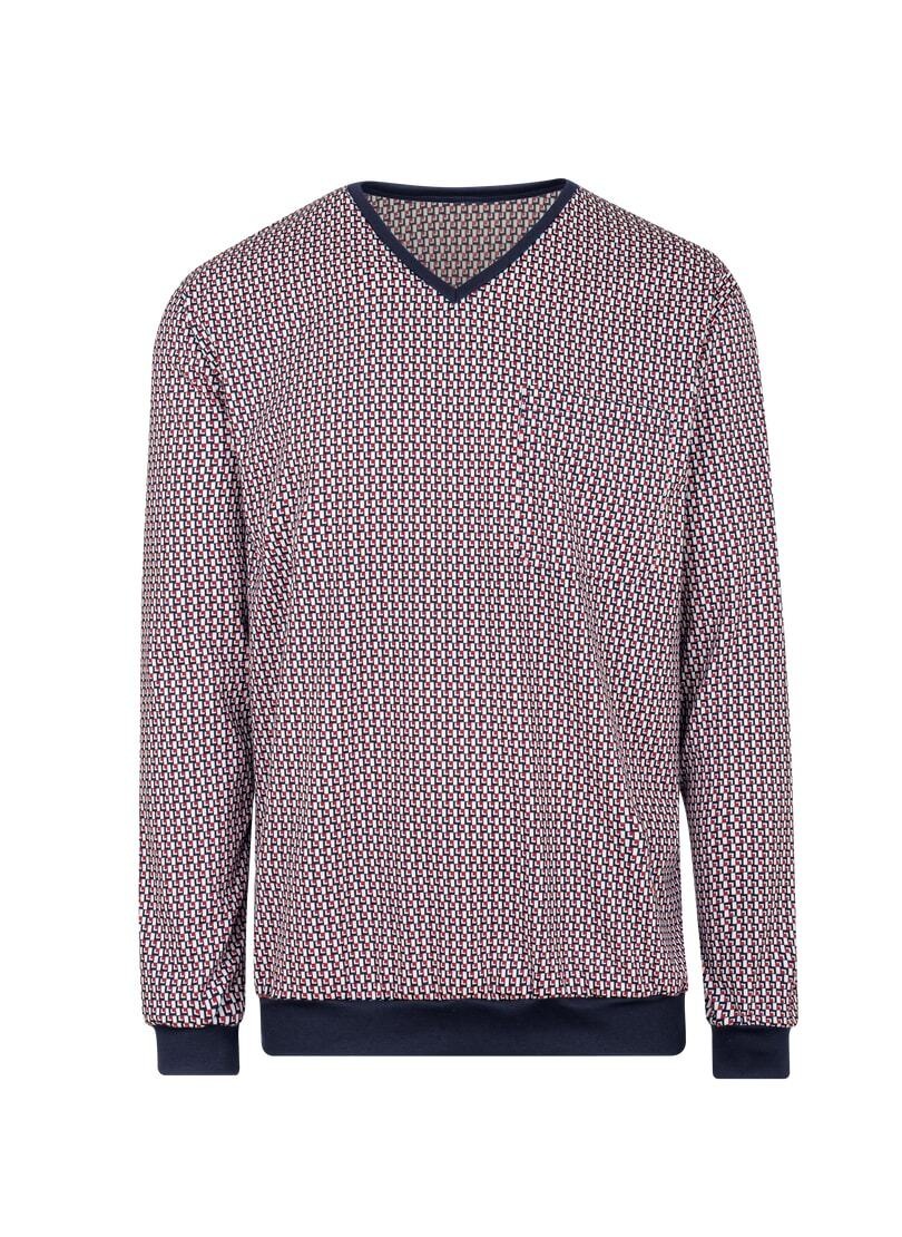 Trigema Herren Pyjama »TRIGEMA Langarm Schlafshirt mit schickem Allover-Print« 1 Stk. tlg. in blau, Größe XL