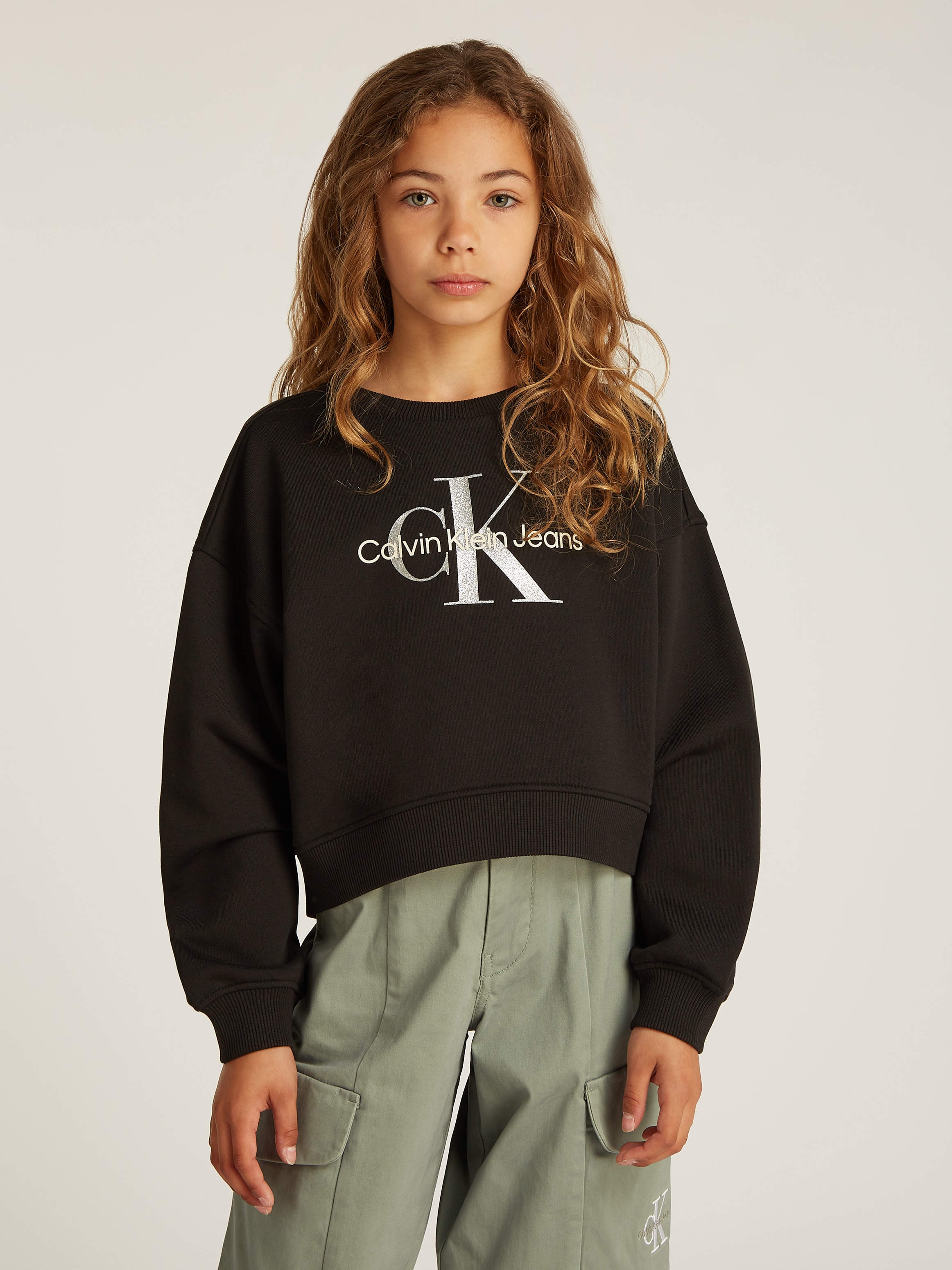 Calvin Klein Jeans Sweatshirt »GLITTER MONOLOGO CN SWEATSHIRT«, für Kinder bis 16 Jahre mit Logoschriftzug