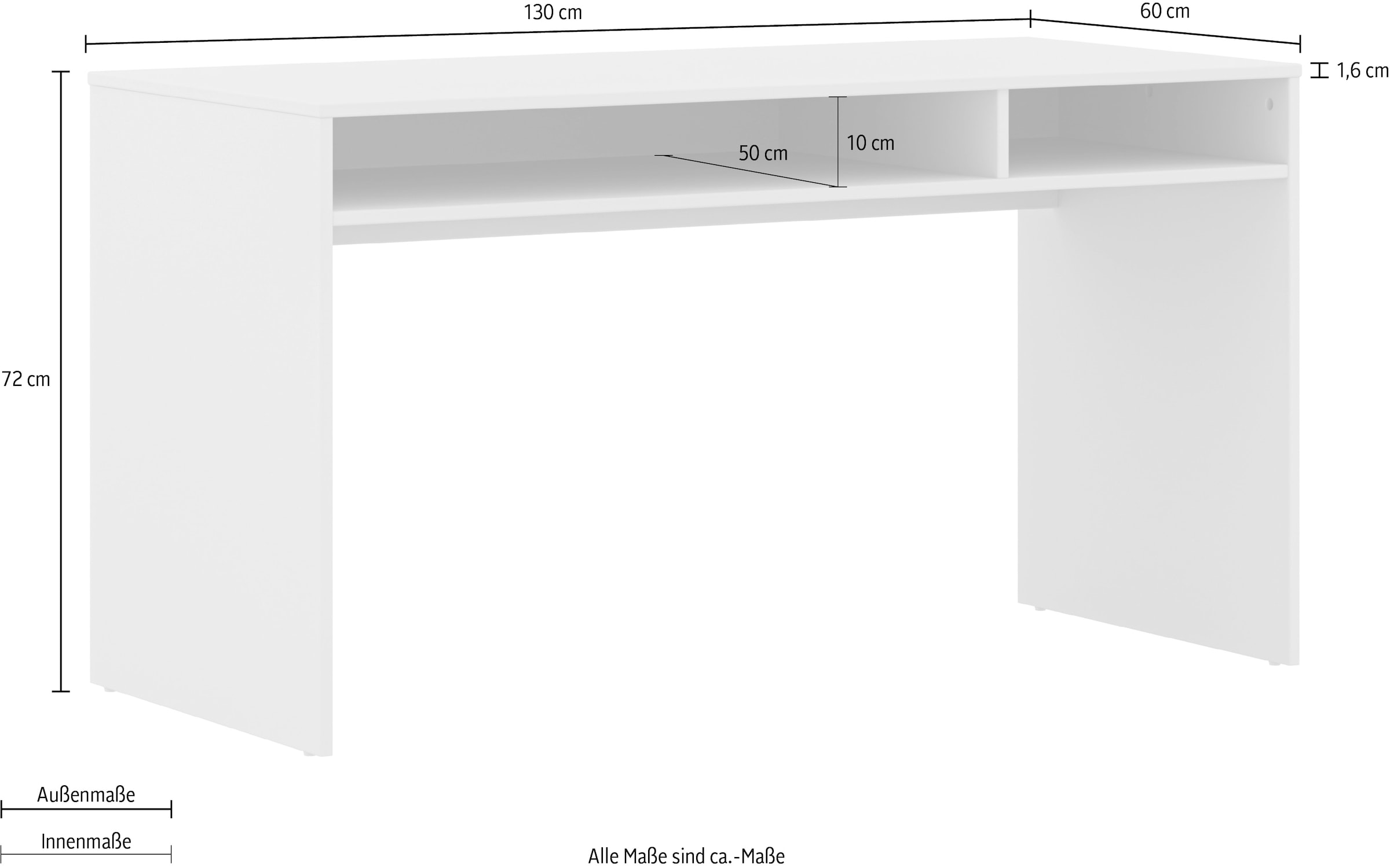 YUNY by PAIDI Schreibtisch »HAZEL in Beige mit 2 offenen Fächern, 130 x 60 cm« stabiler Kinderschreibtisch, kratzfest & leicht zu reinigen