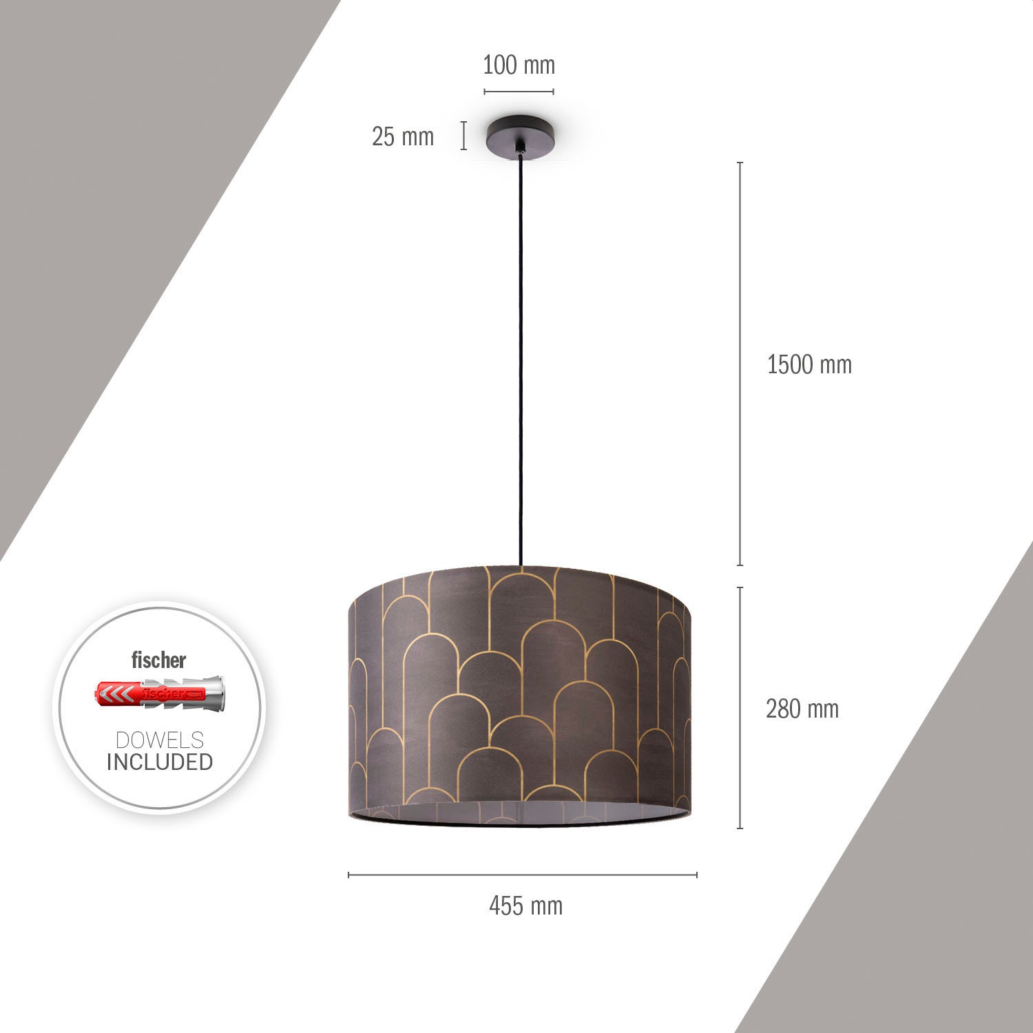 Paco Home Pendelleuchte »Hugo Pillar«, Leuchtmittel E27 | ohne Leuchtmittel, Hängeleuchte Vintage Wohnzimmerlampe Mit Lampenschirm Modern
