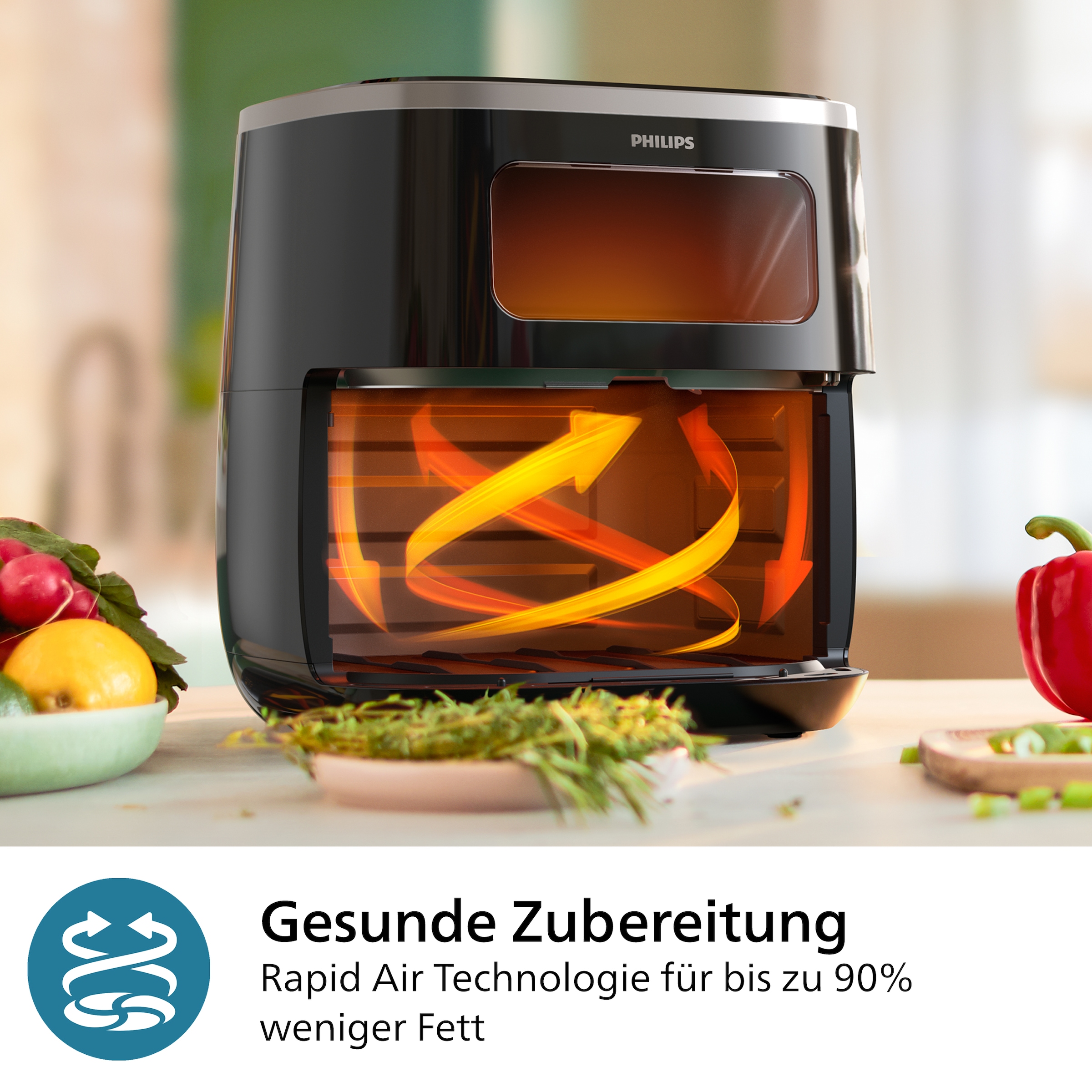 Philips Heißluftfritteuse »Airfryer XL HD9257/88 mit 5,6 l, Sichtfenster«, 1700 W, RapidAir Technologie, Digitalem Display