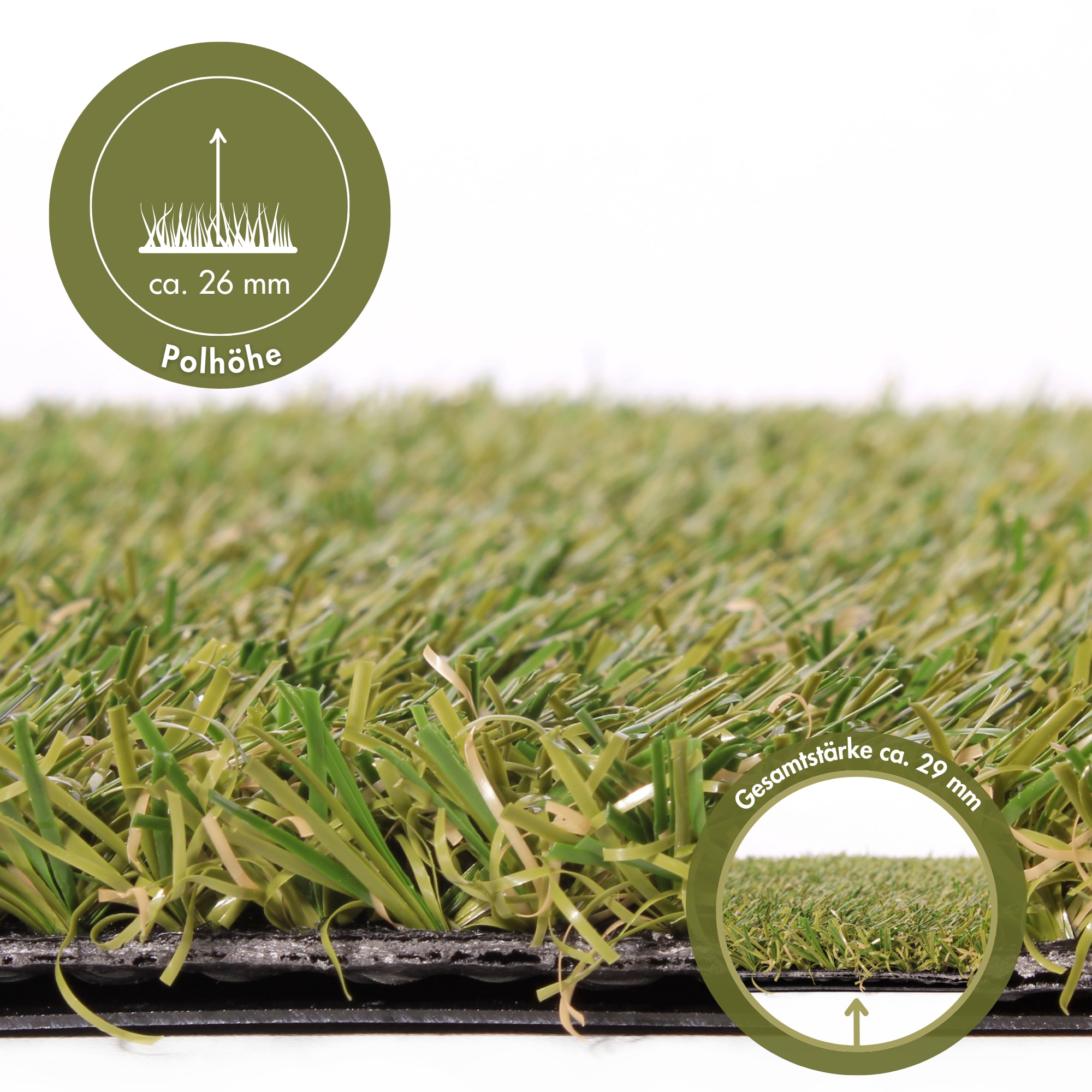 Andiamo Kunstrasen »Mallorca, Made in Netherlands«, rechteckig, 29 mm Höhe, realistische Optik, für Balkon, Garten & Terrasse, wasserdurchlässig