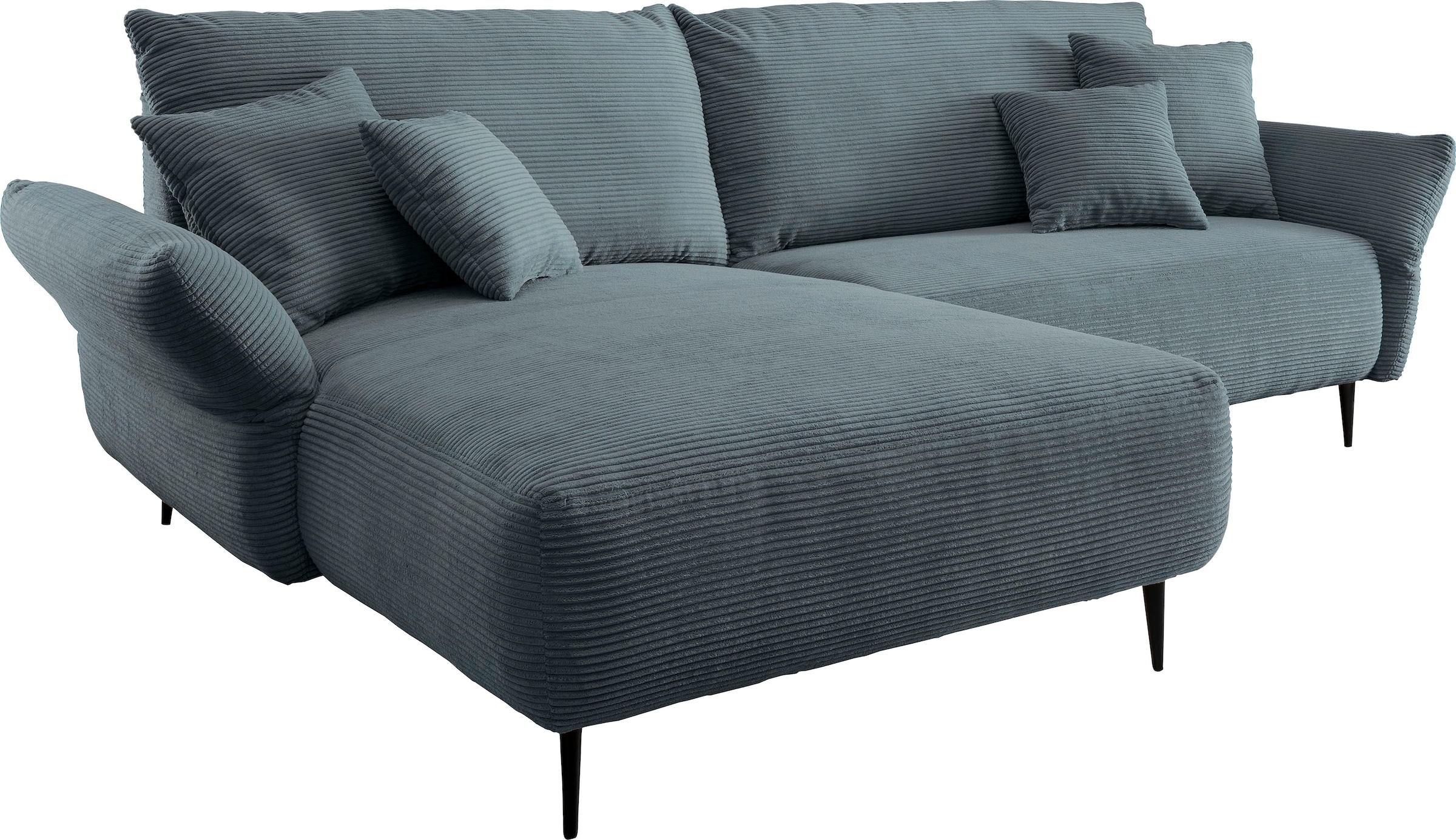 Home affaire Ecksofa »Lazio modern und bequem, schmale Armlehnen, tolle Detailverarbeitung« zwei verschiedene Fußfarben wählbar