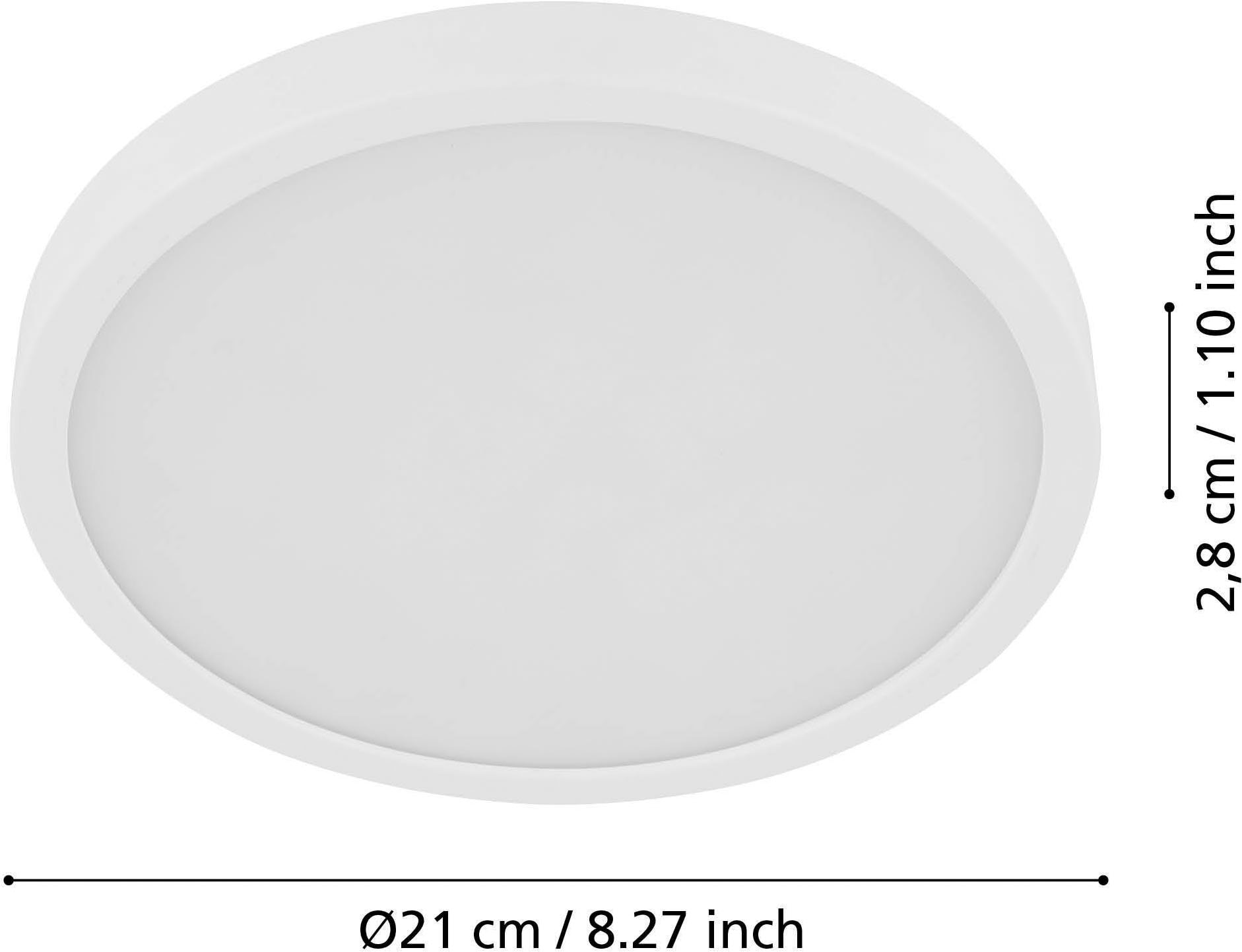 EGLO Aufbauleuchte »Fueva 5 Deckenlampe, Aufbaulampe, Kunststoff und Metall, Flurlampe« LED-Modul 1 Stk. Warmweiß Aufbauleuchte - H2,8 x Ø21 cm - weiß - 17W inkl.