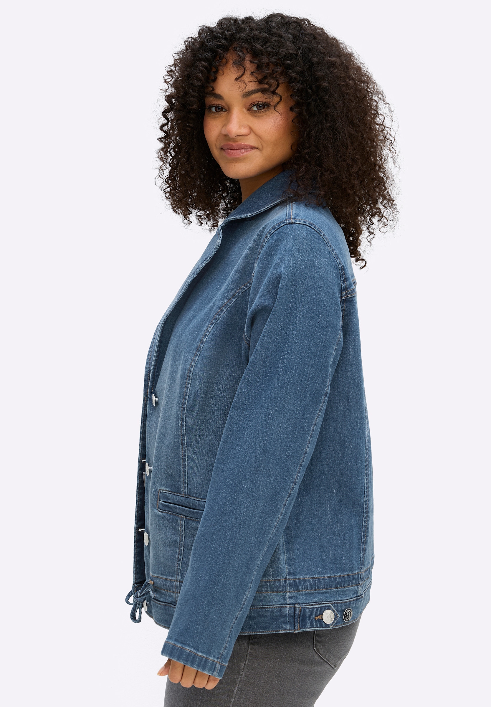 Sheego Jeansblazer »Jeansblazer Jeansblazer mit Kordelzug am Saum«