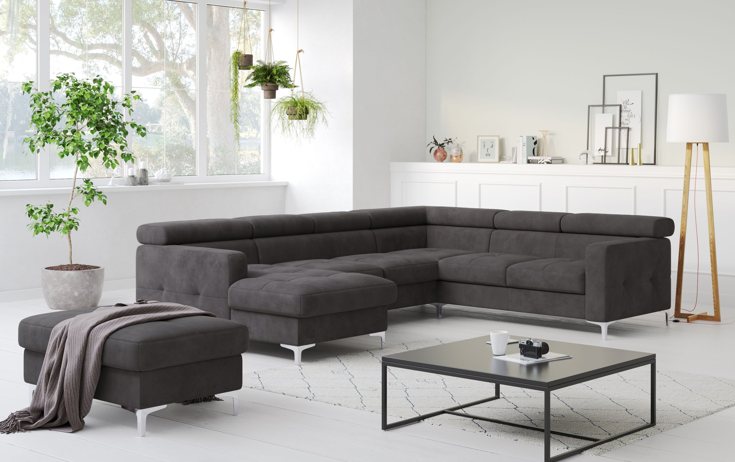 COTTA Wohnlandschaft »Sammy U-Form«, mit Kopfteilverstellung, optional mit Bettfunktion und Bettkasten
