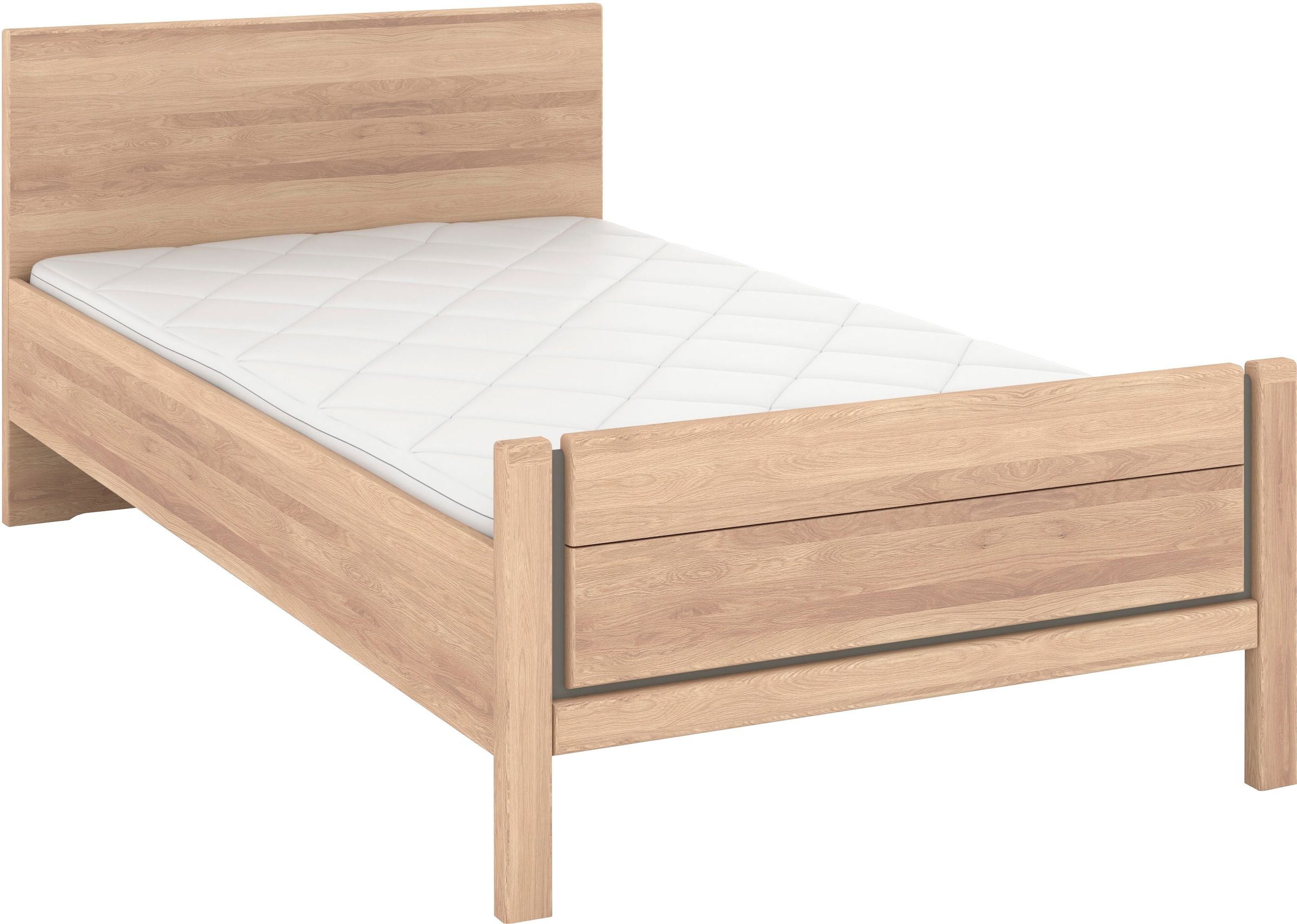 Musterring Holzbett »Sorrent, Bettgestell, Bettrahmen, teilmassiv Eiche«, (MADE IN GERMANY), Eiche teilmassiv, Liegehöhenverstellung, Stollenfußteil