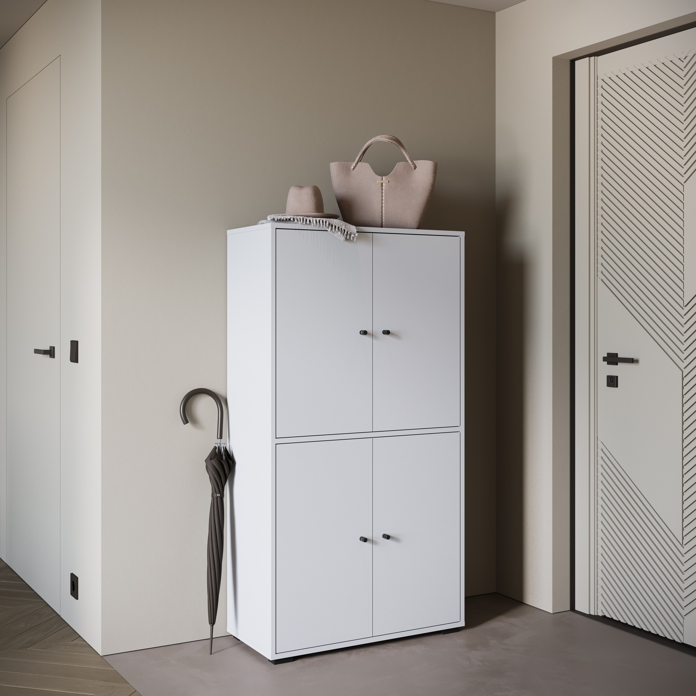 Home affaire Schuhschrank »Schuhkommode Dino« Stauraum mit 4 Türen und verstellbaren Einlegeböden, Breite 70 cm