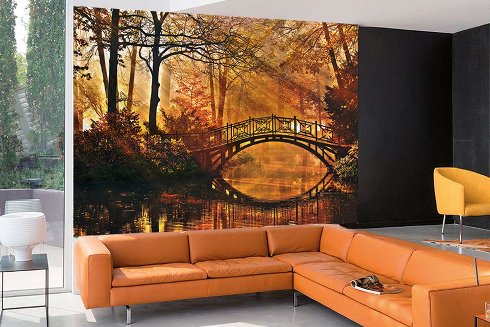 Papermoon Fototapete »Misty Park Bridge«