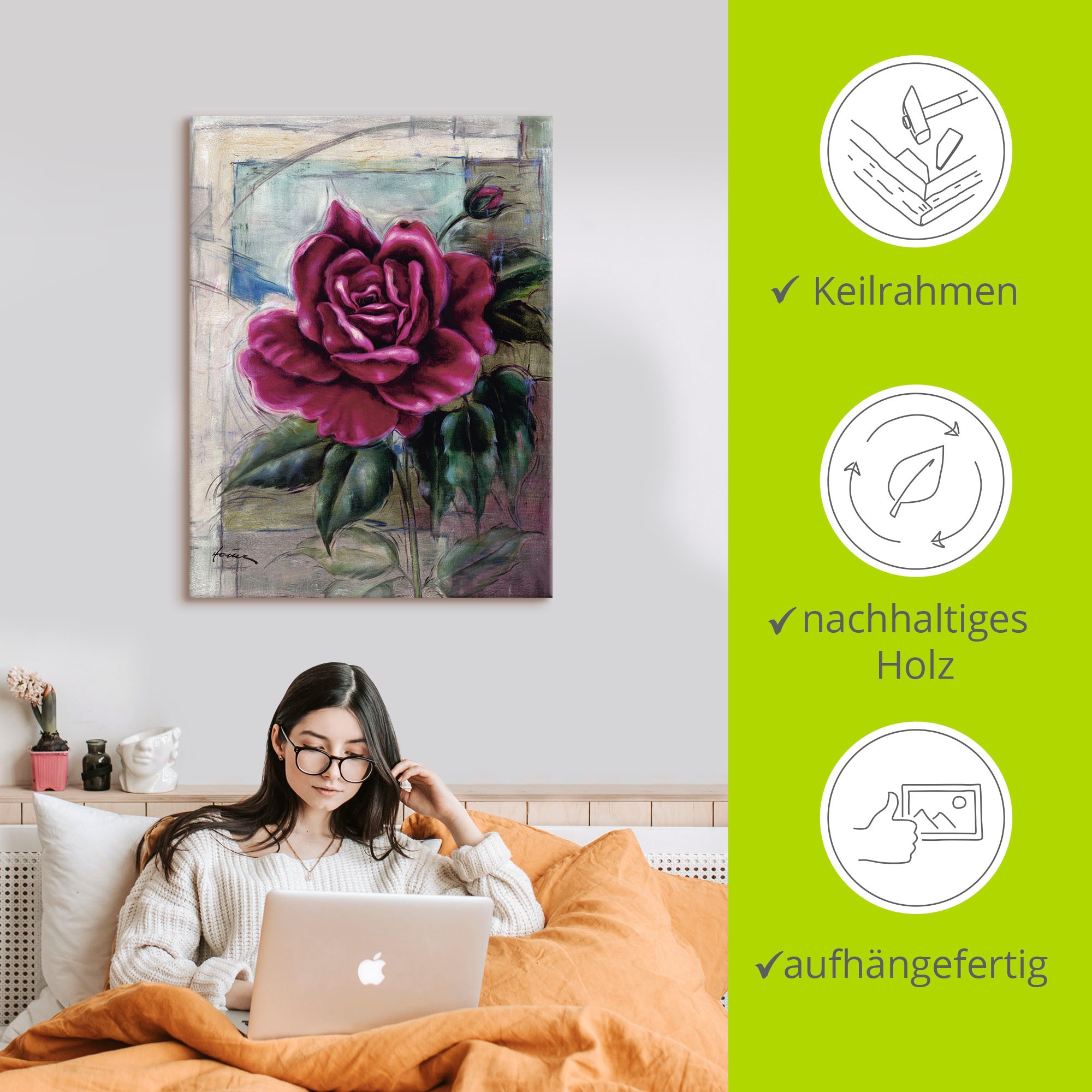 Artland Wandbild »Rose II« 1 Stk. tlg. als Alubild, Outdoorbild, Leinwandbild in verschied. Größen