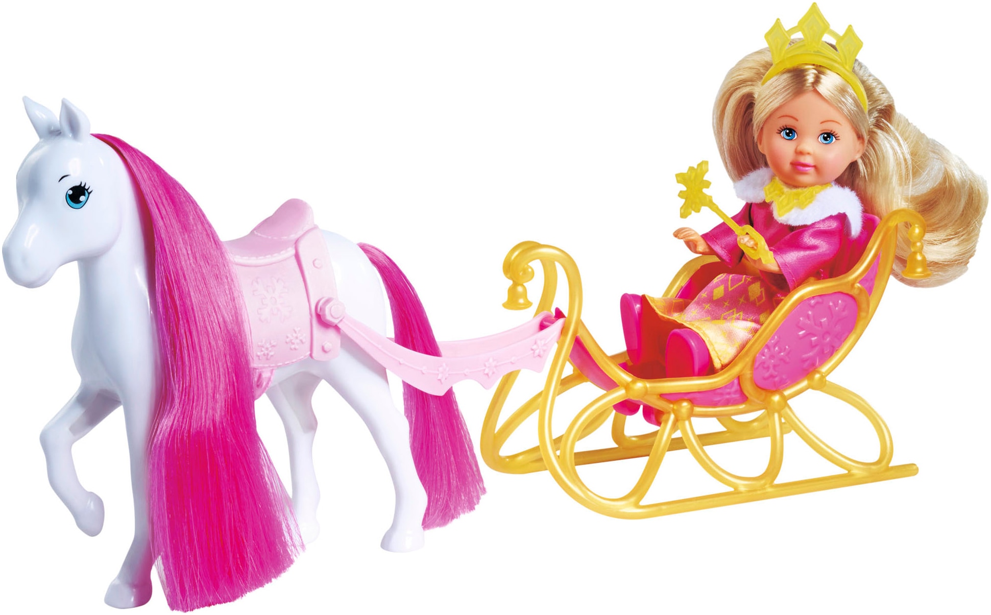 Minipuppe »Evi Love, Princess Ride«, mit Winterschlitten und Pferd