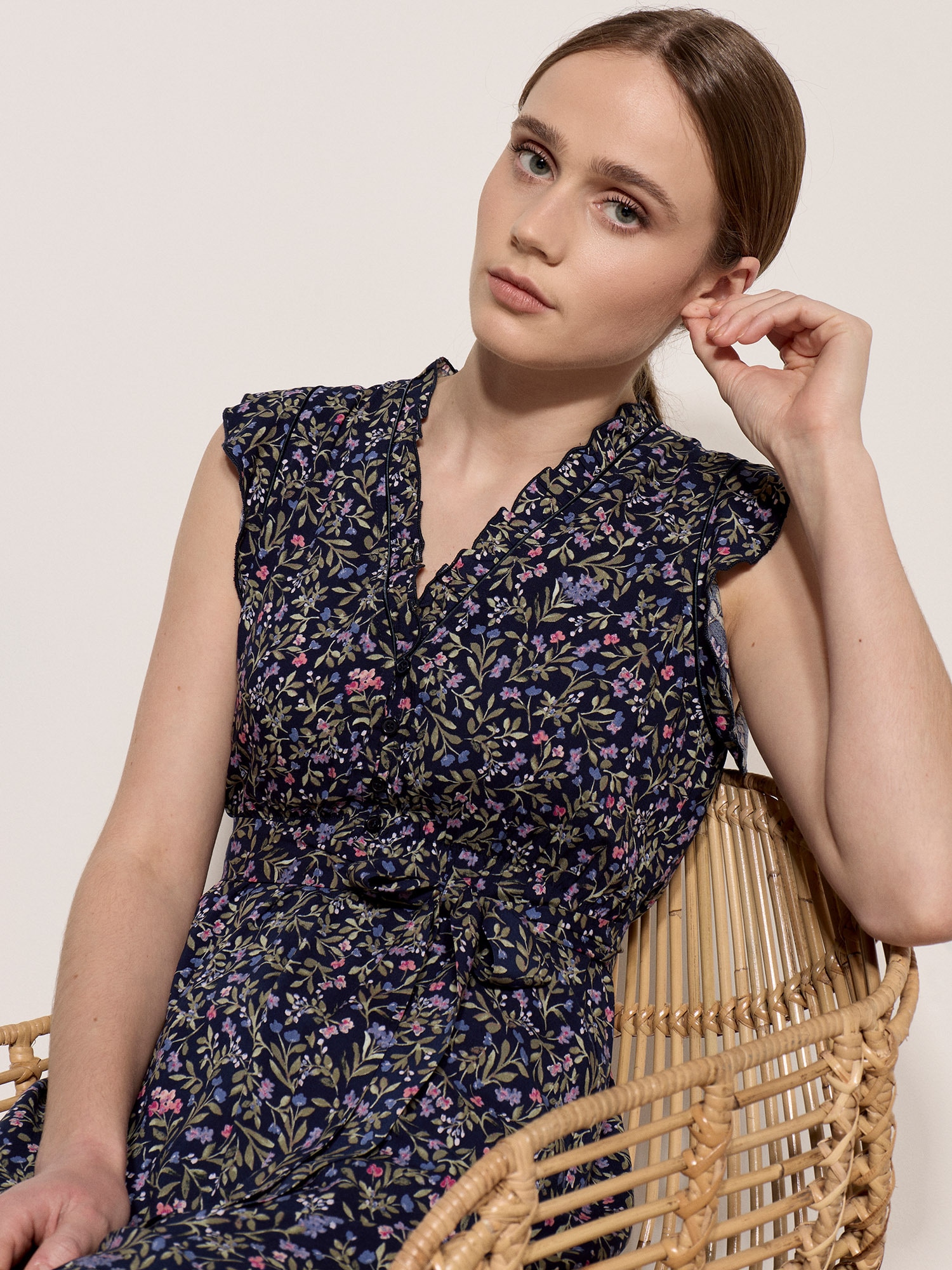 Apricot Druckkleid »Minikleid« Gemustert mit Rüschen