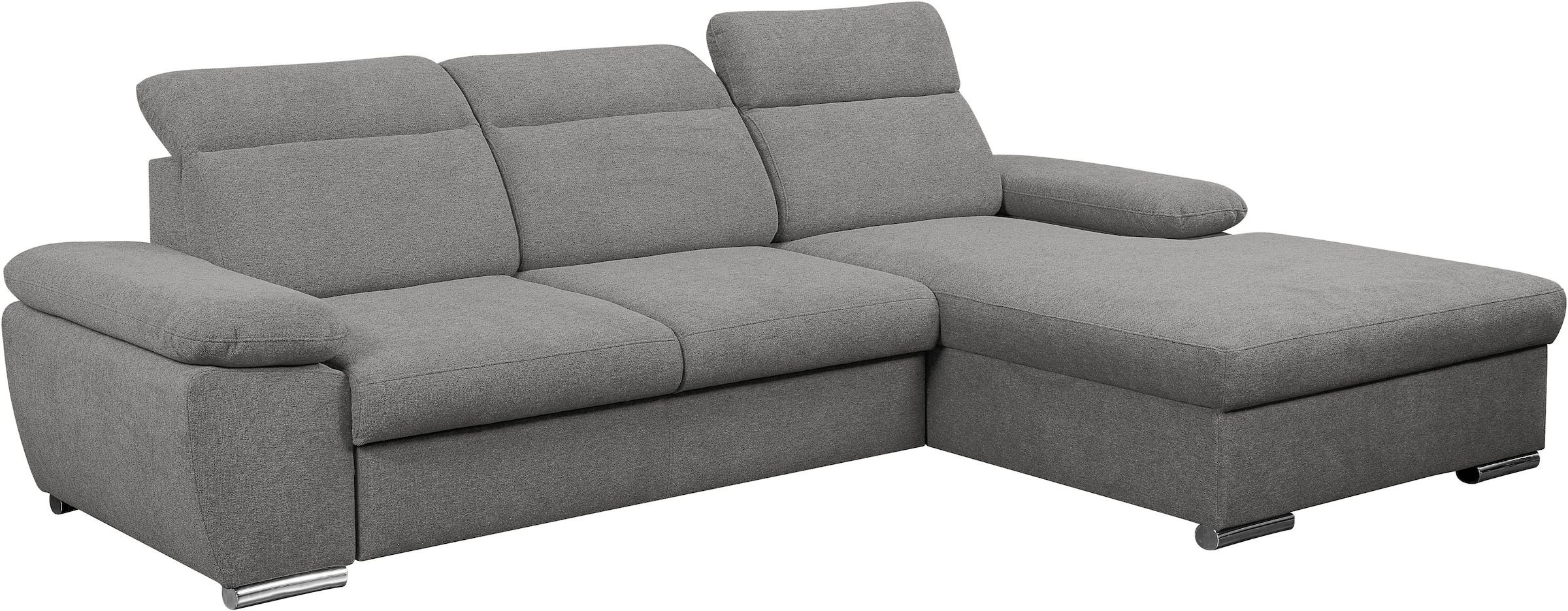 WERK2 Ecksofa »Palma 282 cm breit mit Bett & Bettkasten, Kopfteilverstellung« Strukturstoff, L-Form, XXL, Schlaffunktion, Bettkasten