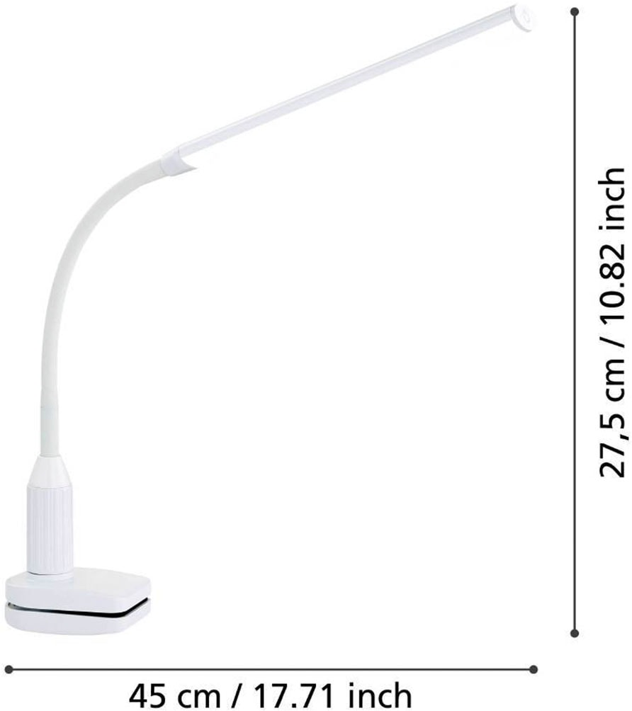 EGLO Klemmleuchte »LAROA Tischlampe, weiß, Touchsensor, 4-step dimming, Klemmlampe«, 1 flammig, Leuchtmittel LED-Board | LED fest integriert, Leselampe, Schreibtischlampe, Büro, Arbeitszimmer, 45x6,5x27,5cm